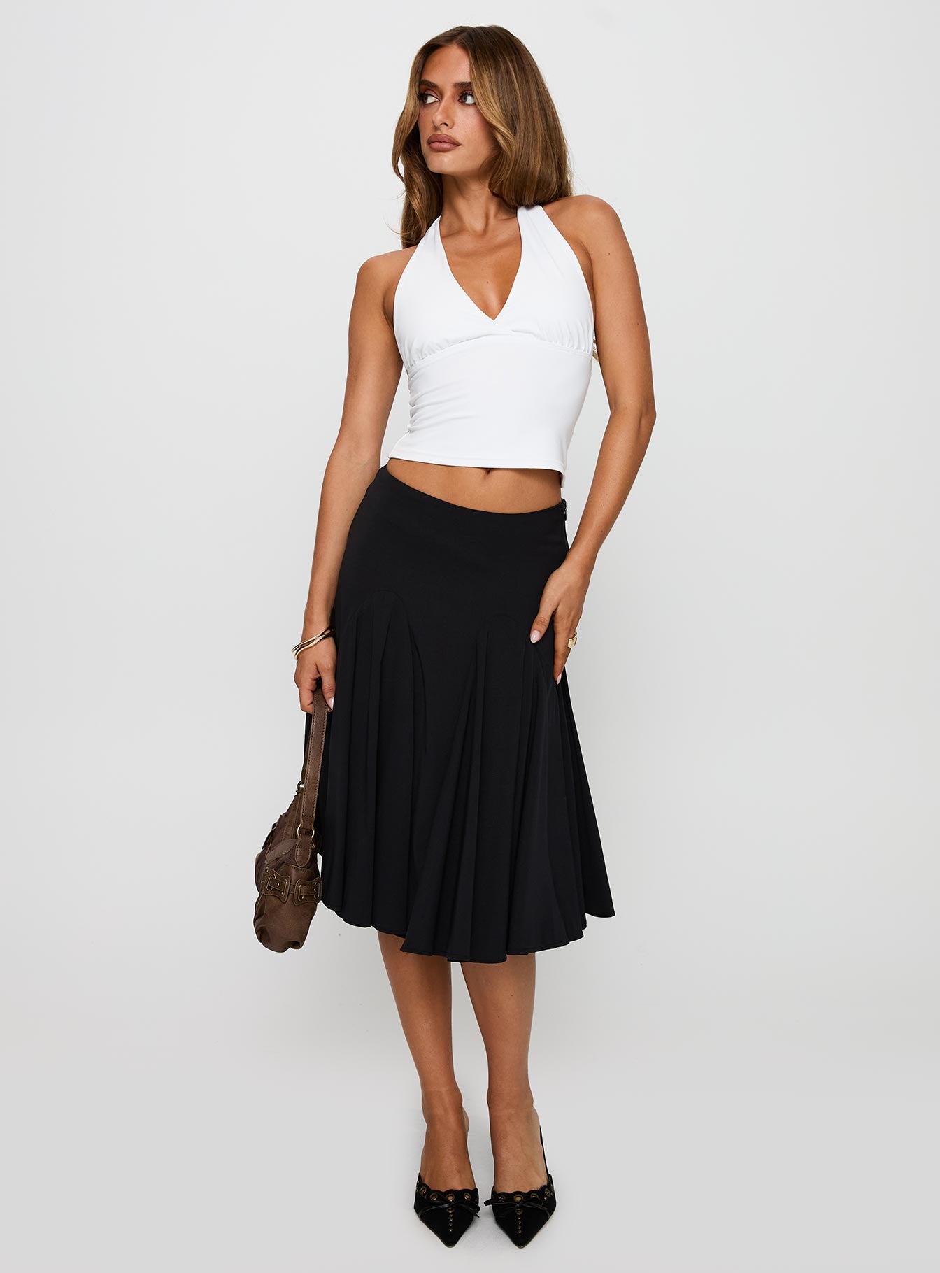 Alternative view of Agnette Low Rise Midi Skirt Black