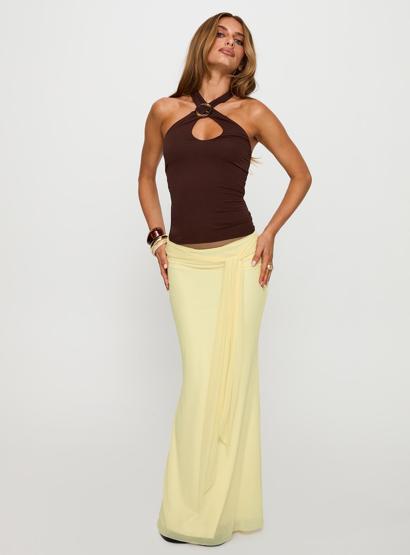 Alternative view of Caviar Tie Maxi Skirt Lemon