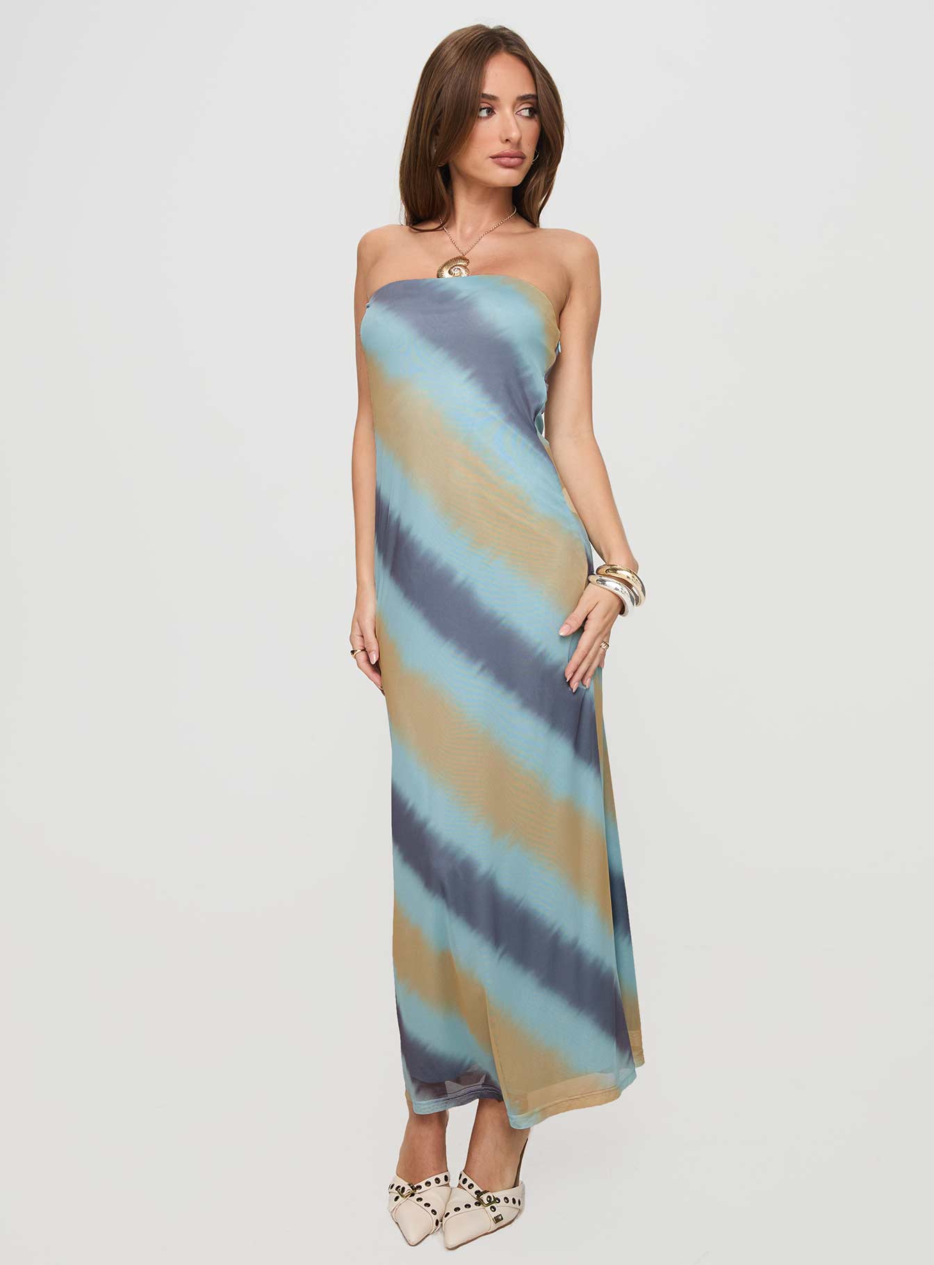 Alternative view of Celik Strapless Maxi Dress Blue / Brown