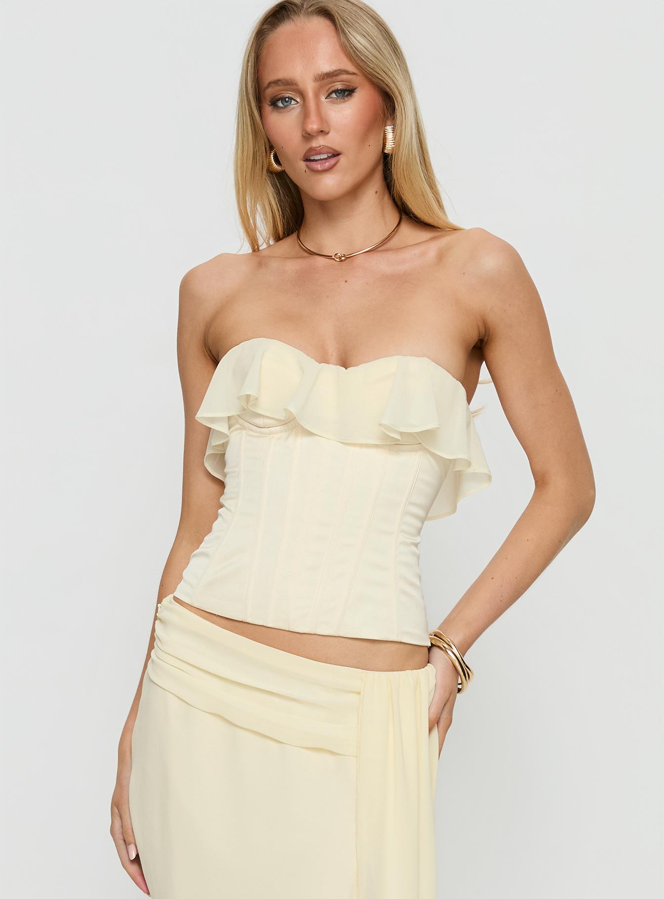 Alternative view of Holliann Strapless Frill Corset Top Butter