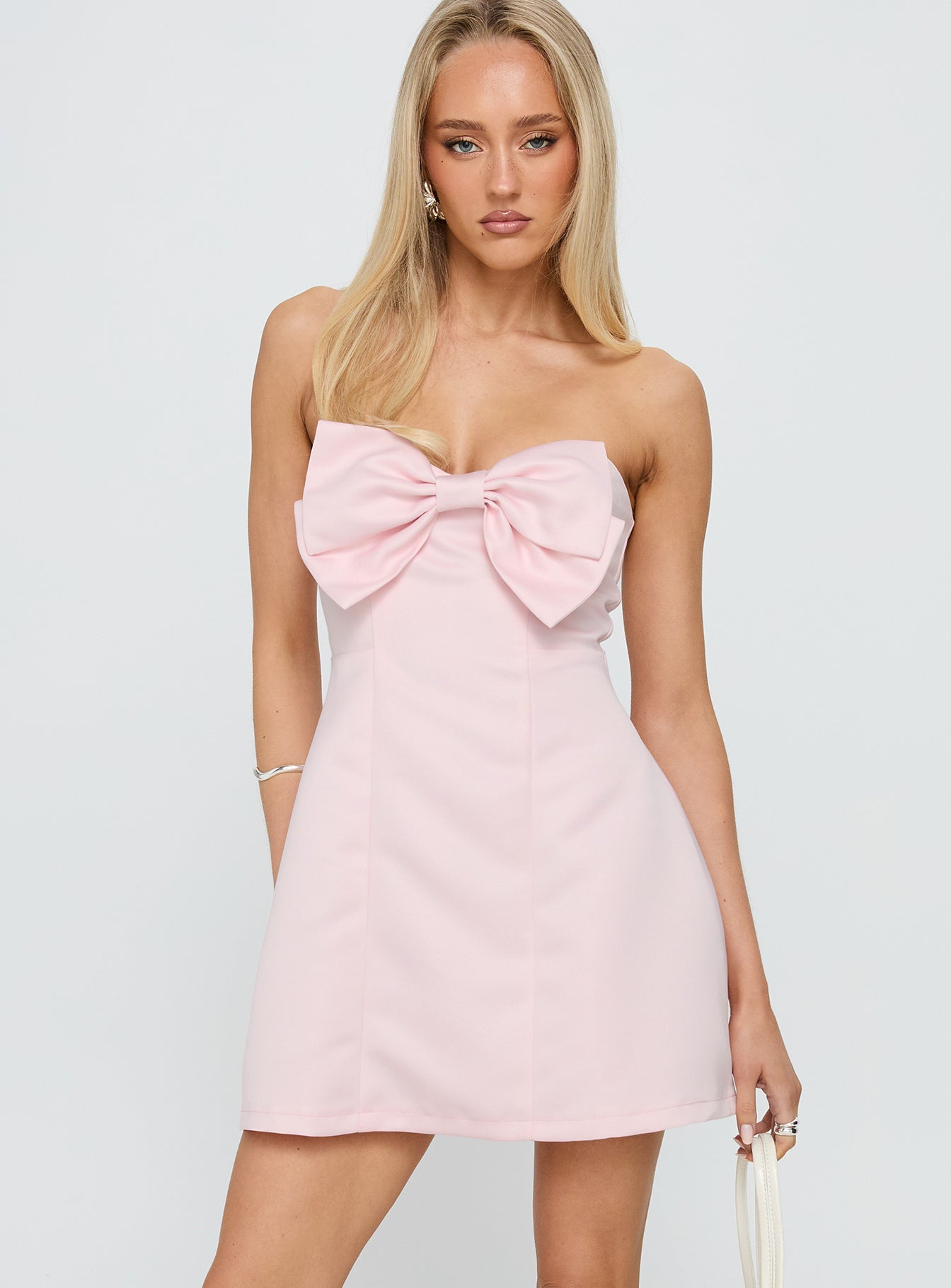 Alternative view of Genevie Strapless Bow Bust Mini Dress Light Pink