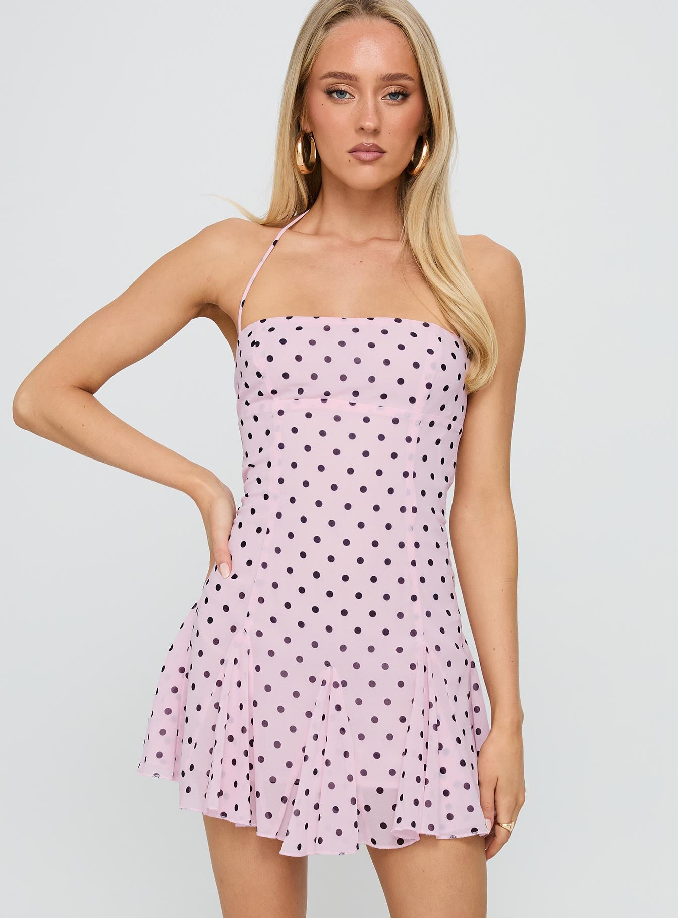 Alternative view of Delamere Mini Dress Pink / Black Polka Dot