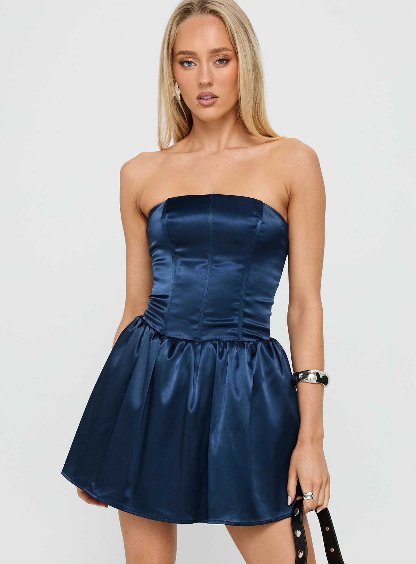 Forevermore Strapless Mini Dress Navy - Image 2