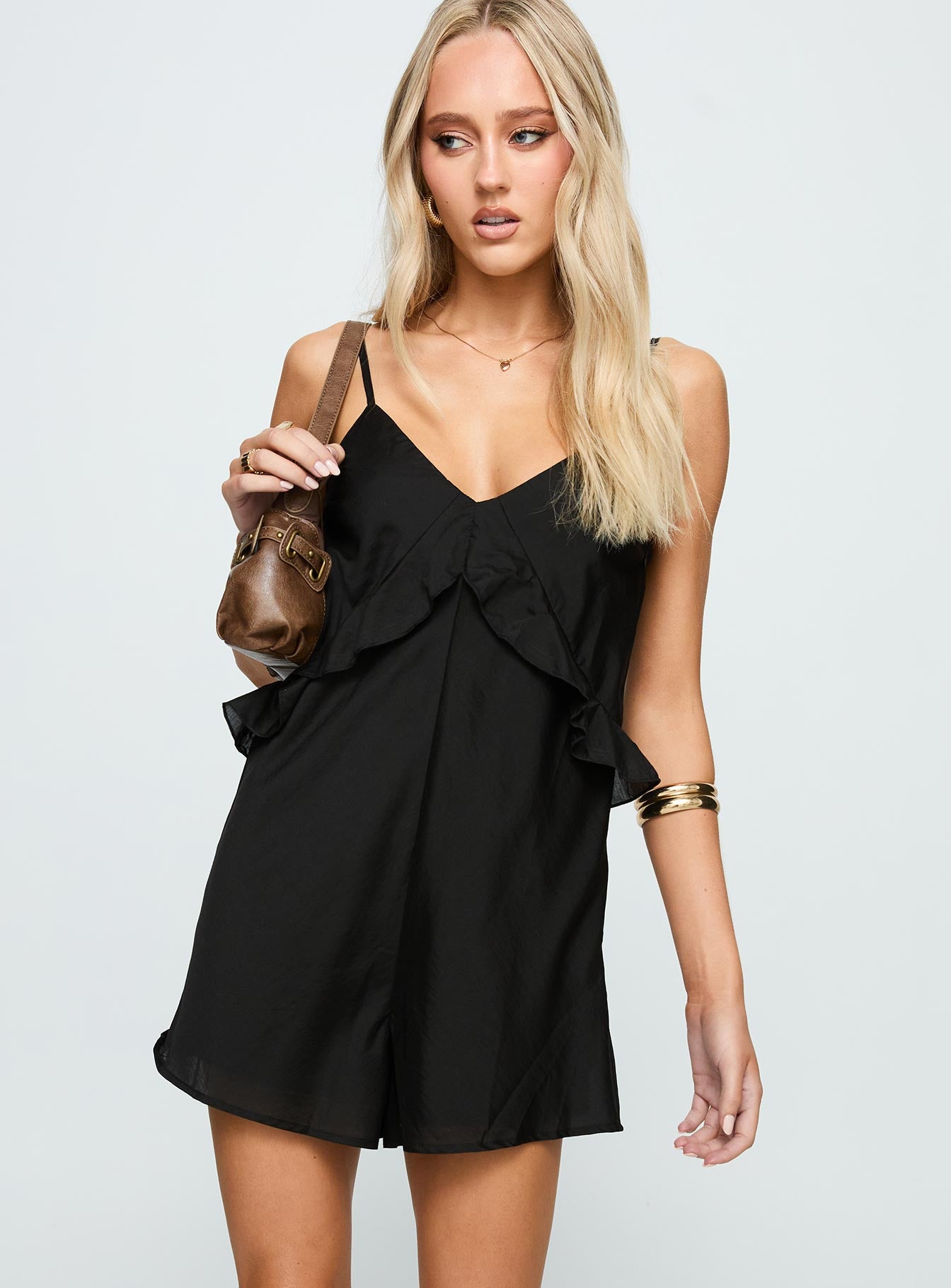Alternative view of Diamonds Dancing Ruffle Detail Playsuit Black