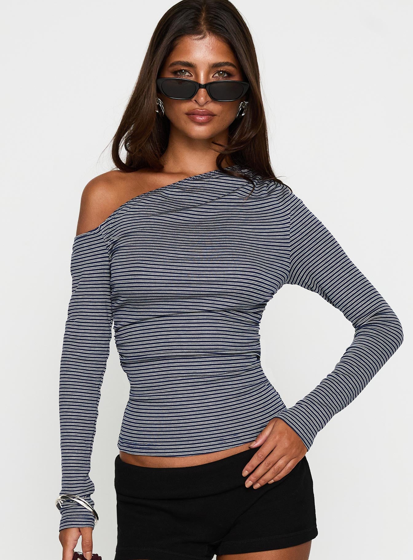 Alternative view of Beller Long Sleeve Top Navy Stripe