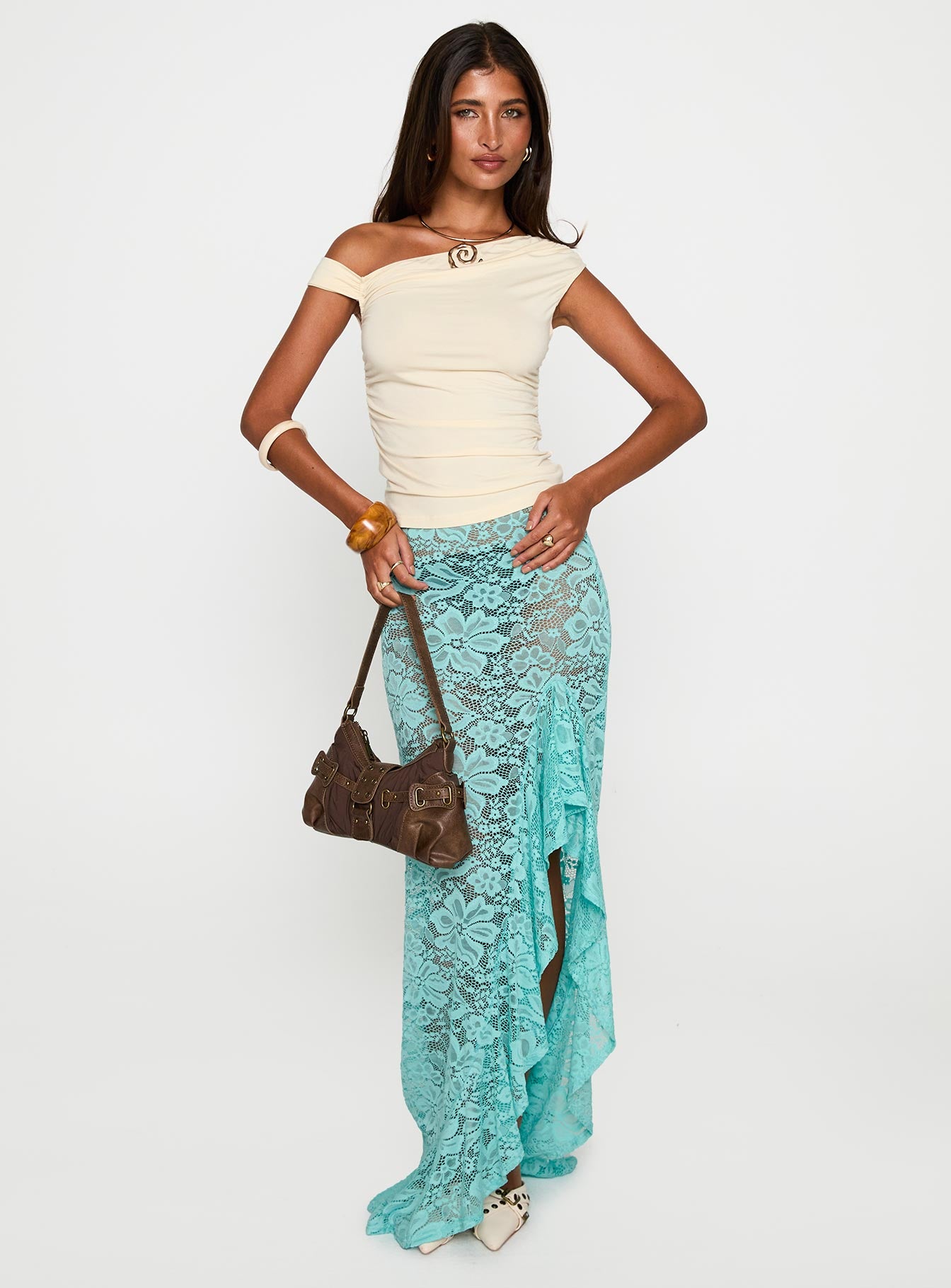 Alternative view of Bluemoon Lace Maxi Skirt Blue