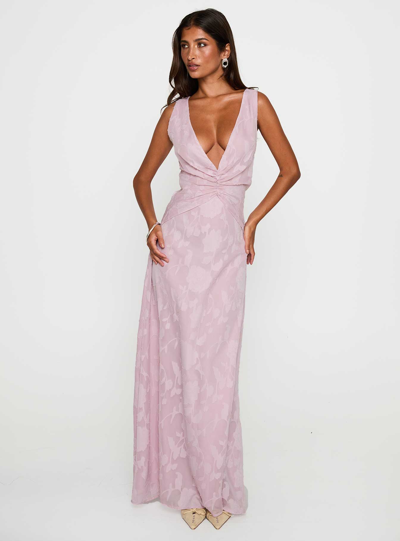Alternative view of Frederica Plunge Burnout Maxi Dress Mauve