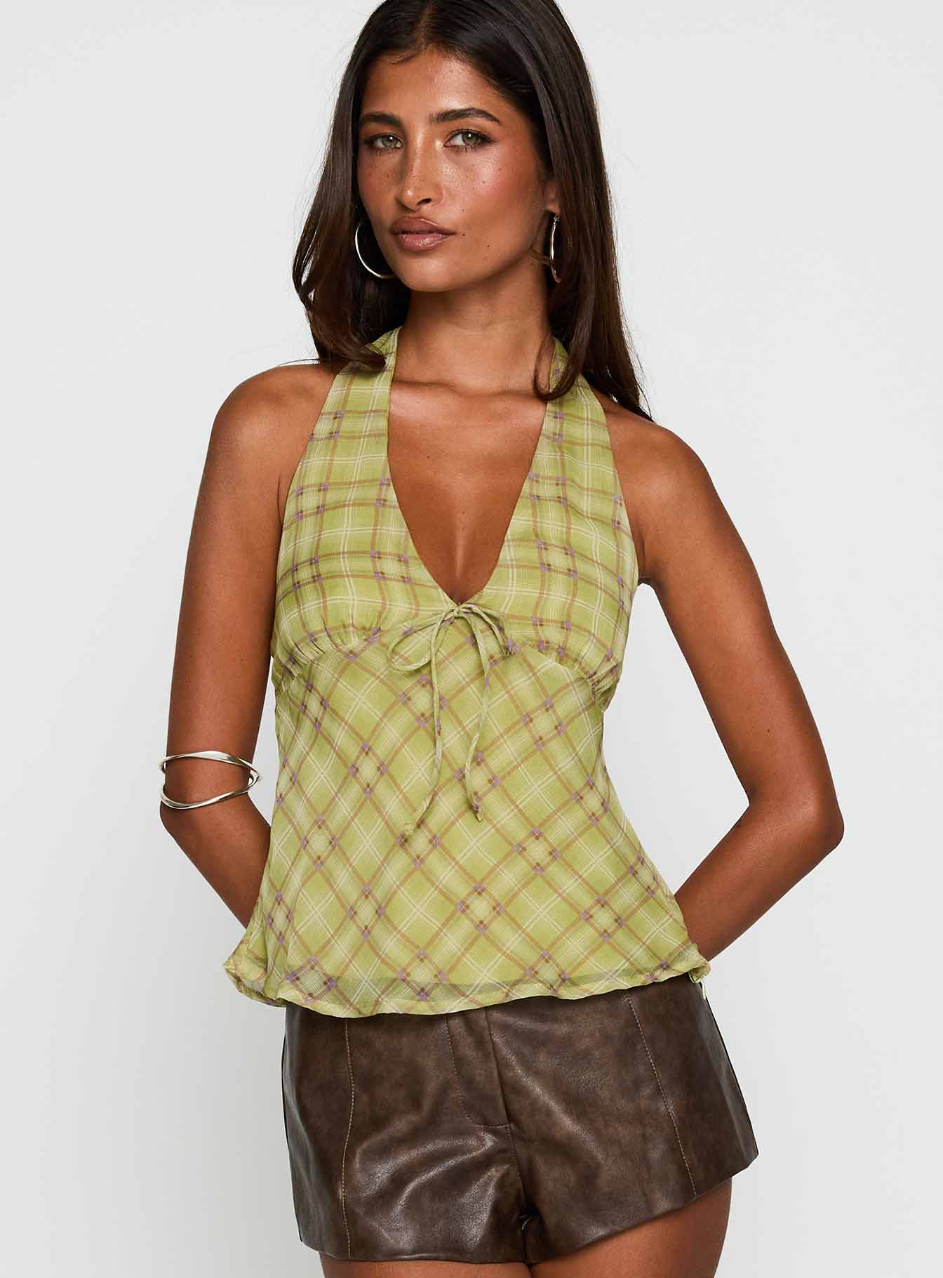 Alternative view of Amalthea Top Green Check