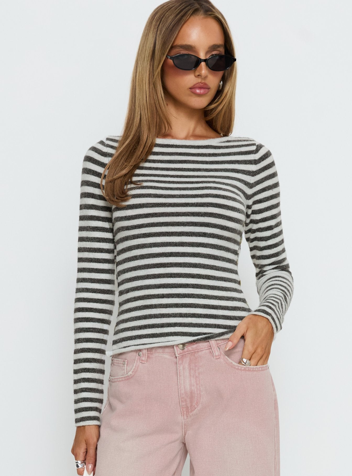 Alternative view of Annalyse Long Sleeve Button Detail Top Stripe
