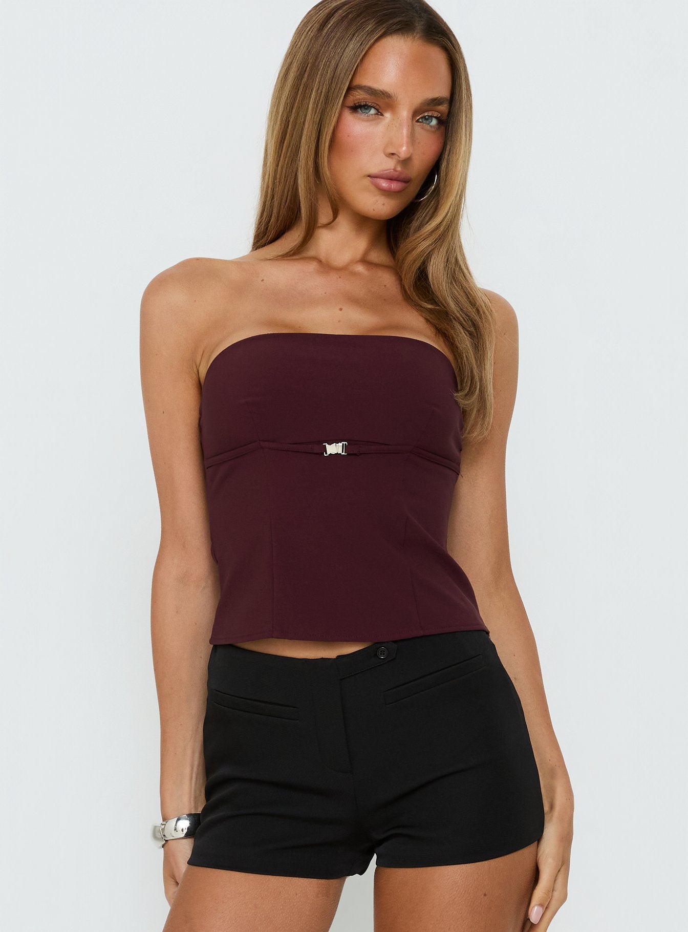 Alternative view of Flounce Strapless Top Plum