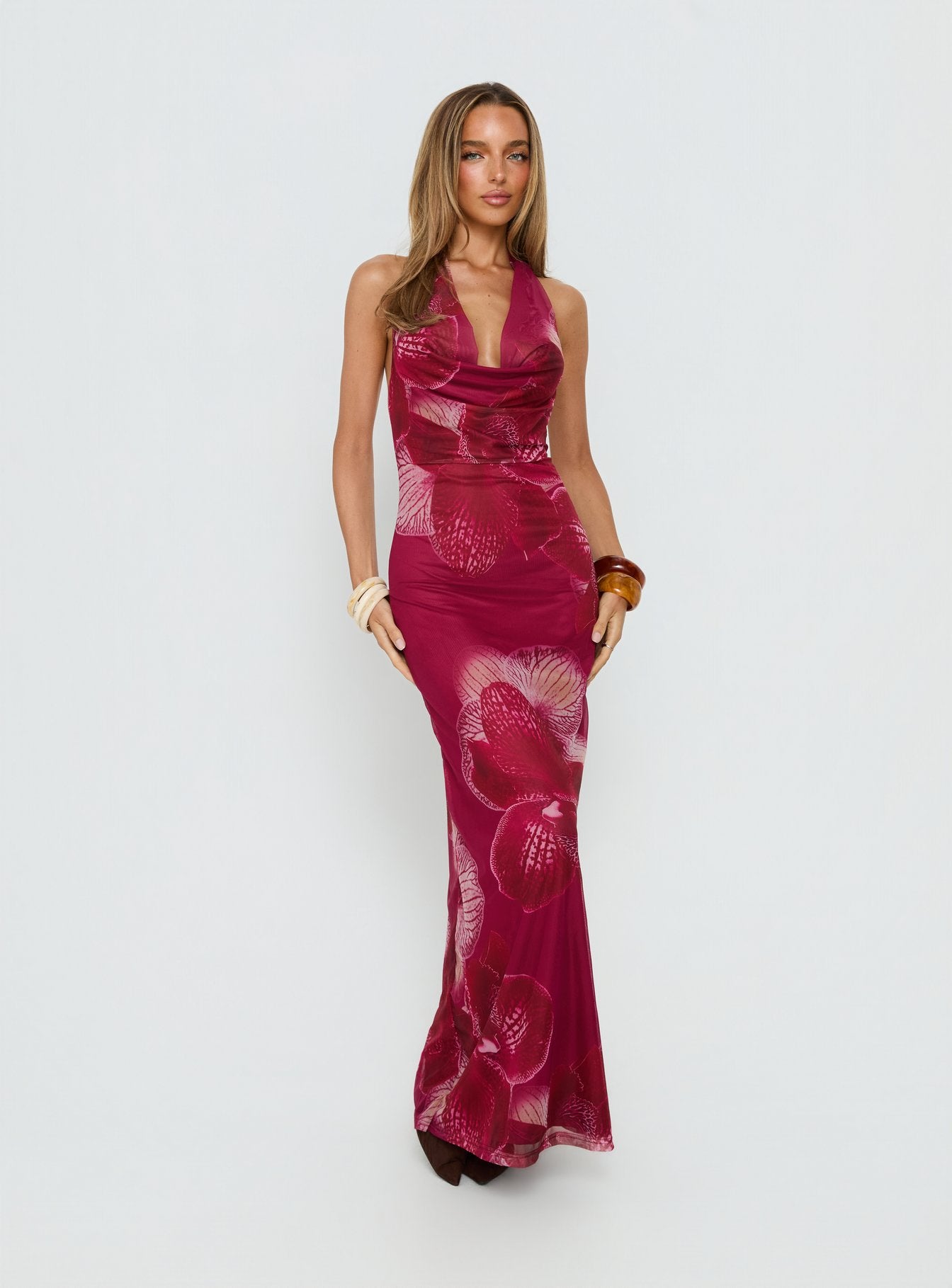Alternative view of Adeya Halter Maxi Dress Burgundy Floral