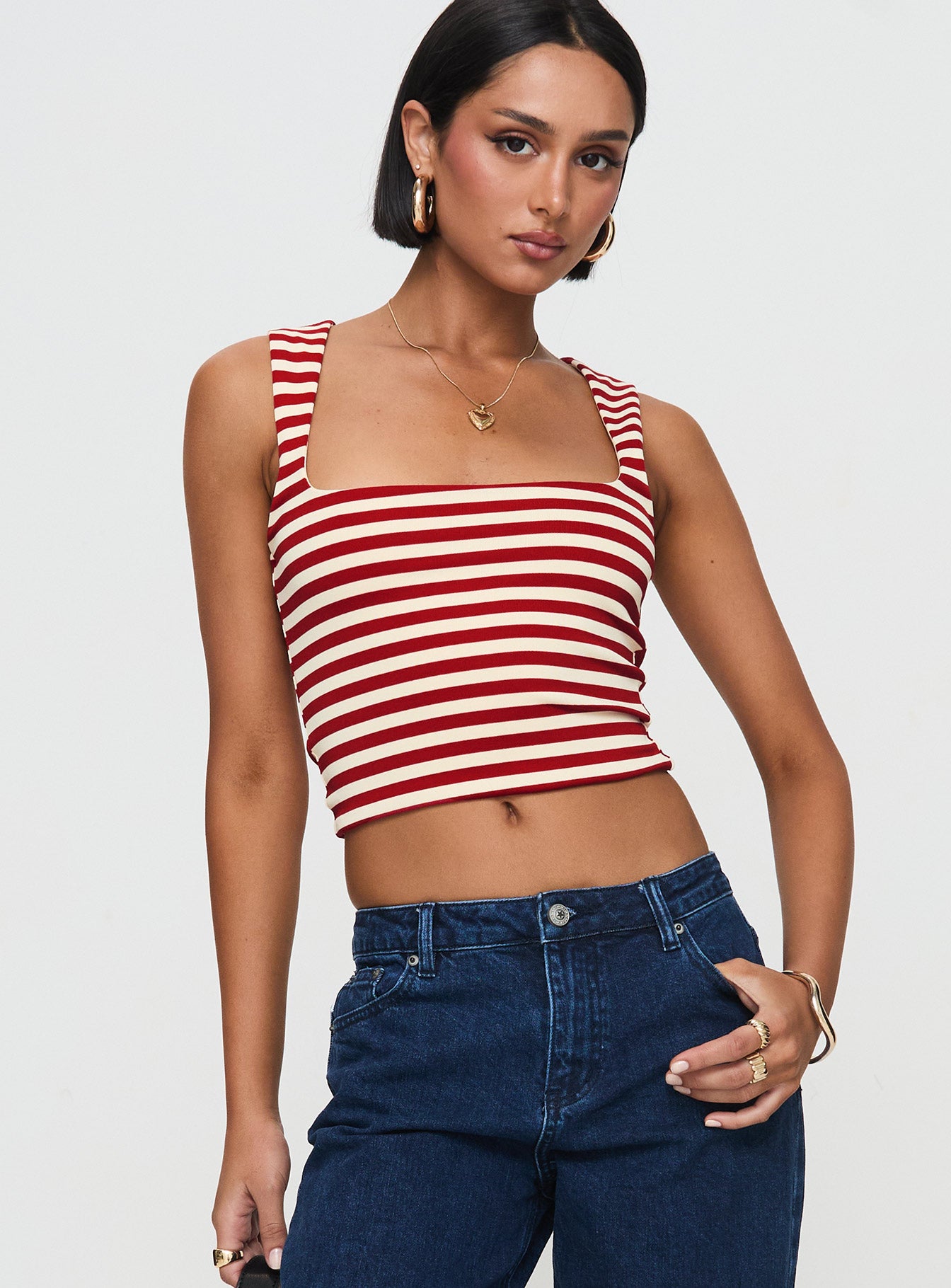 Alternative view of Back In Time Top Red Stripe