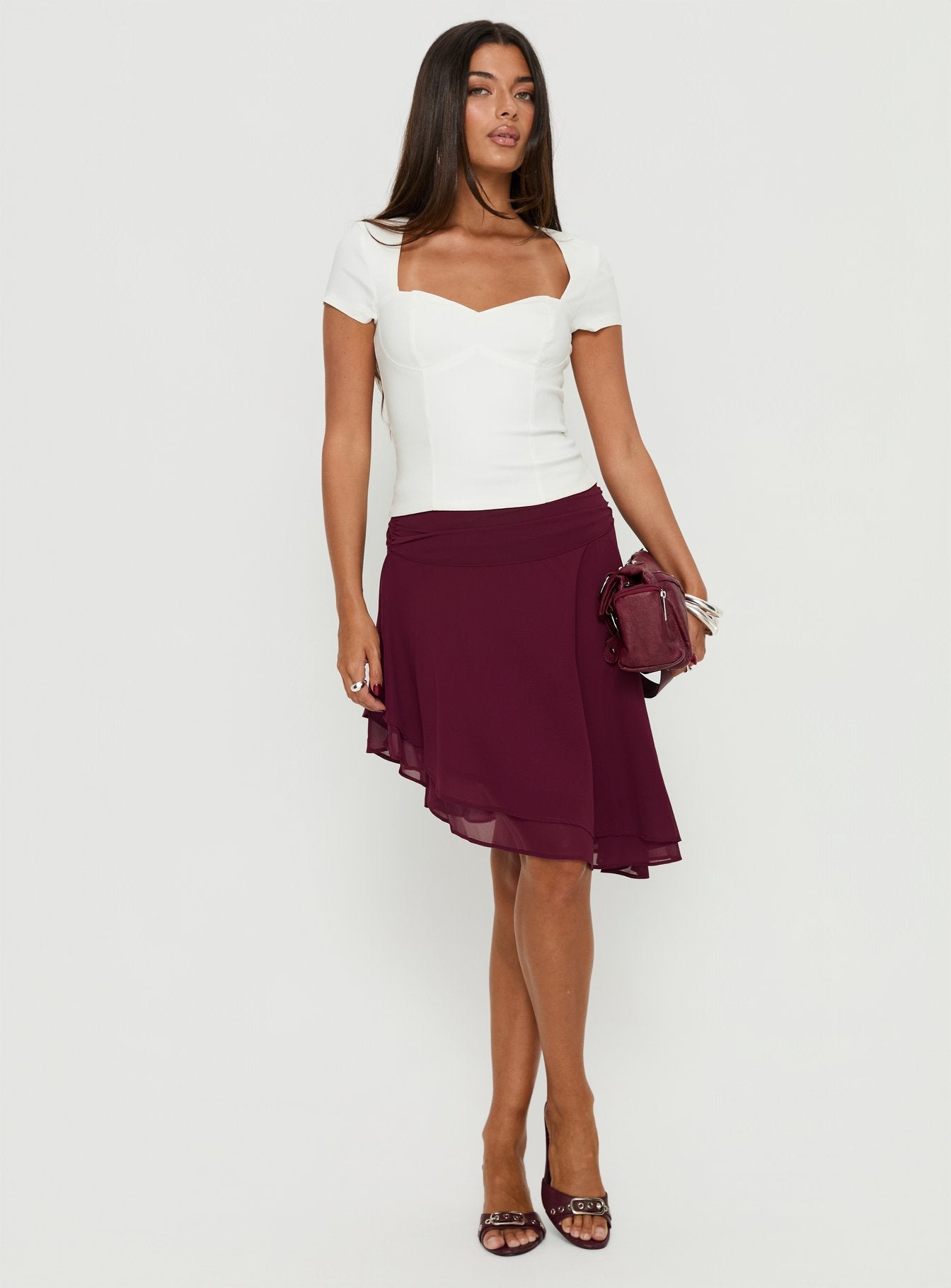 Alternative view of Evanescence Asymmetrical Midi Skirt Cherry