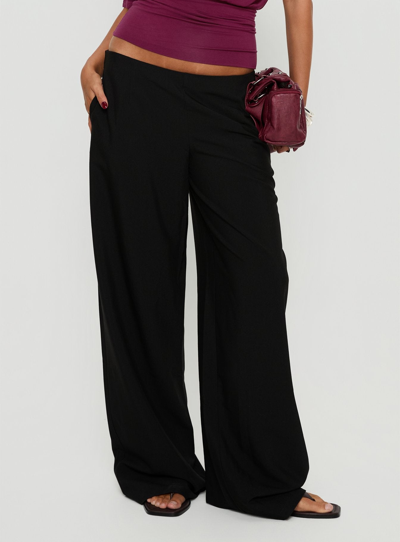 Alternative view of Khane Low Rise Wide Leg Pant Black