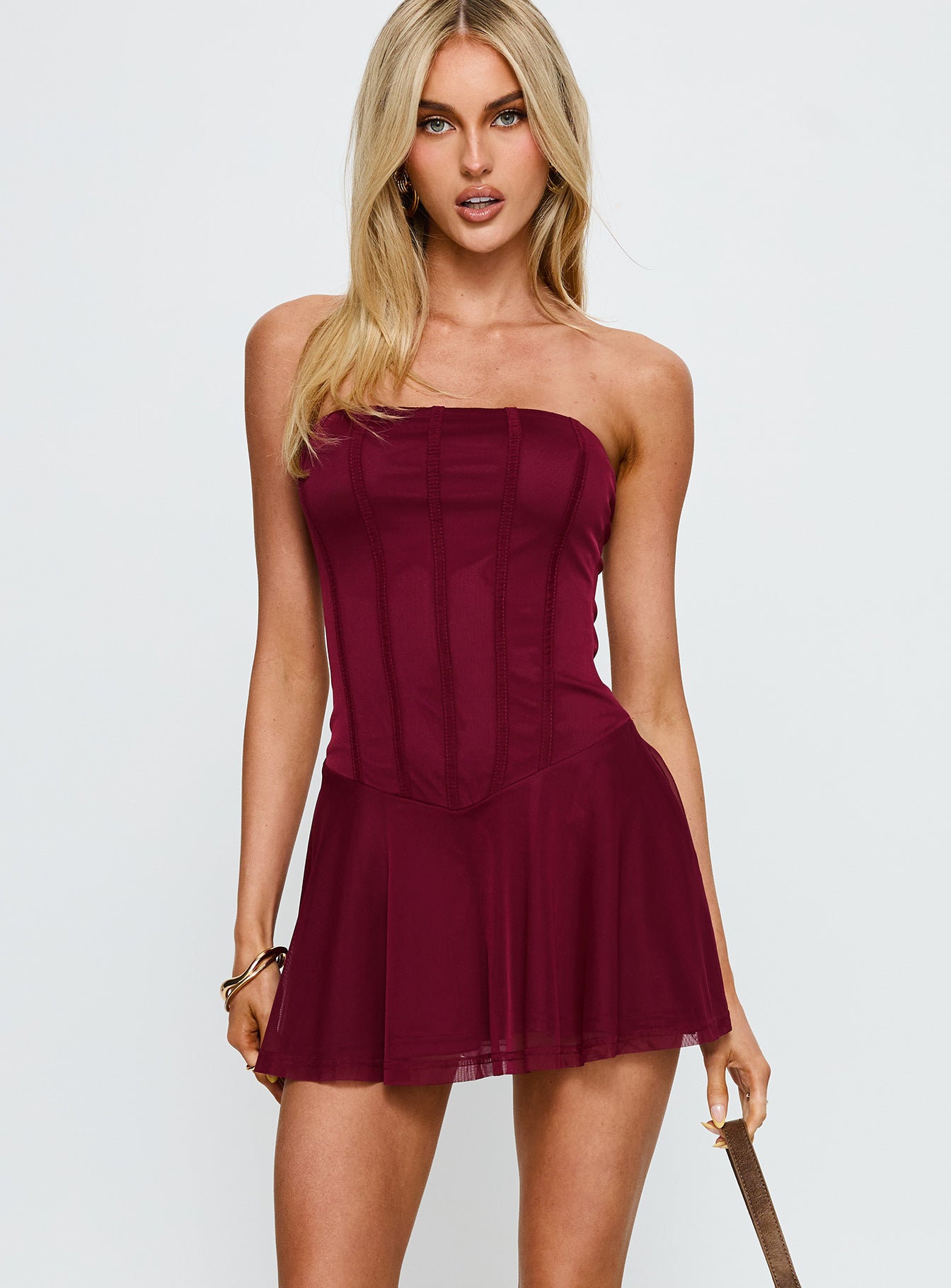Alternative view of Kristyna Strapless Playsuit Burgundy