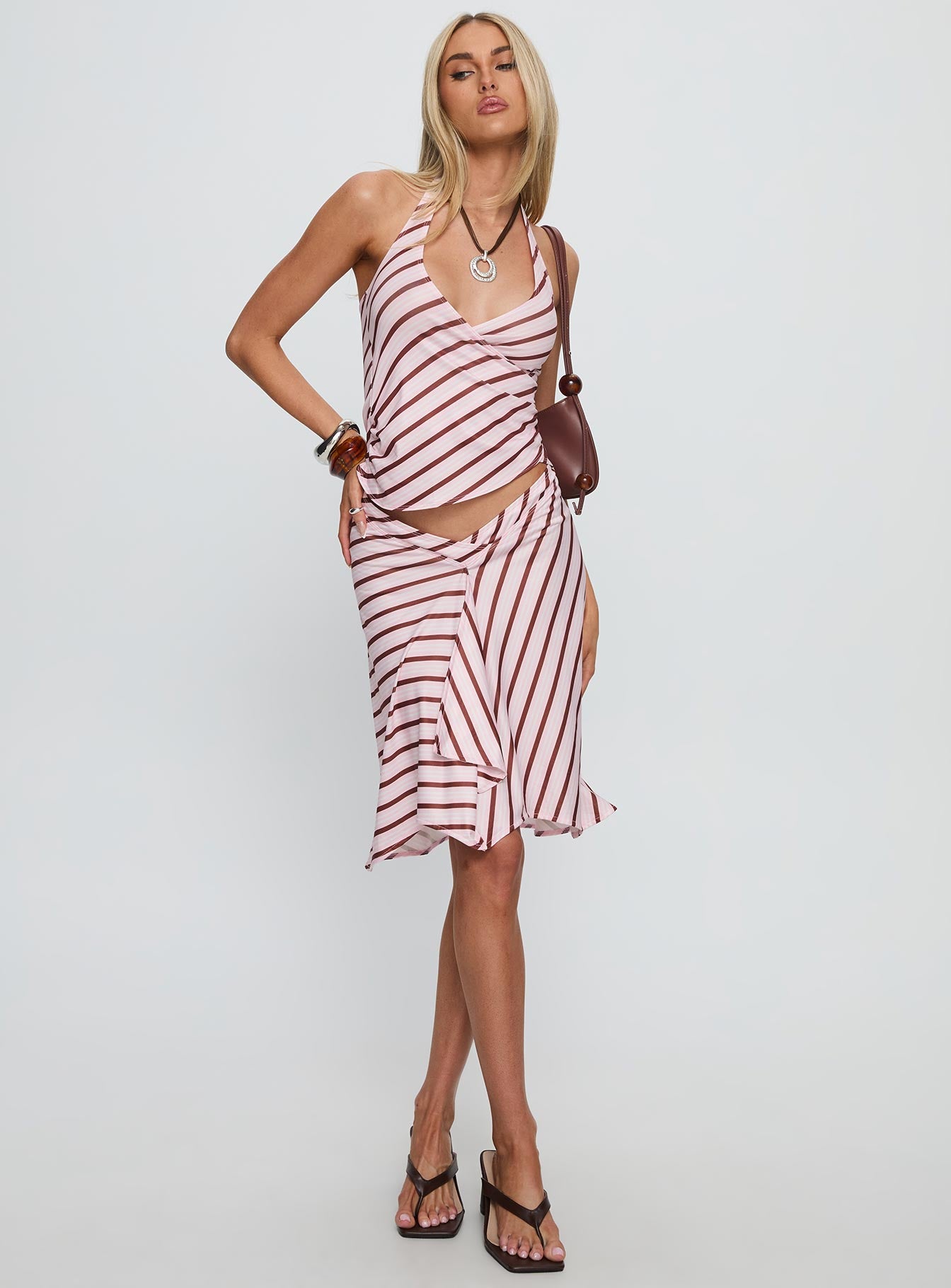 Alternative view of Esmeray Midi Skirt Pink Stripe