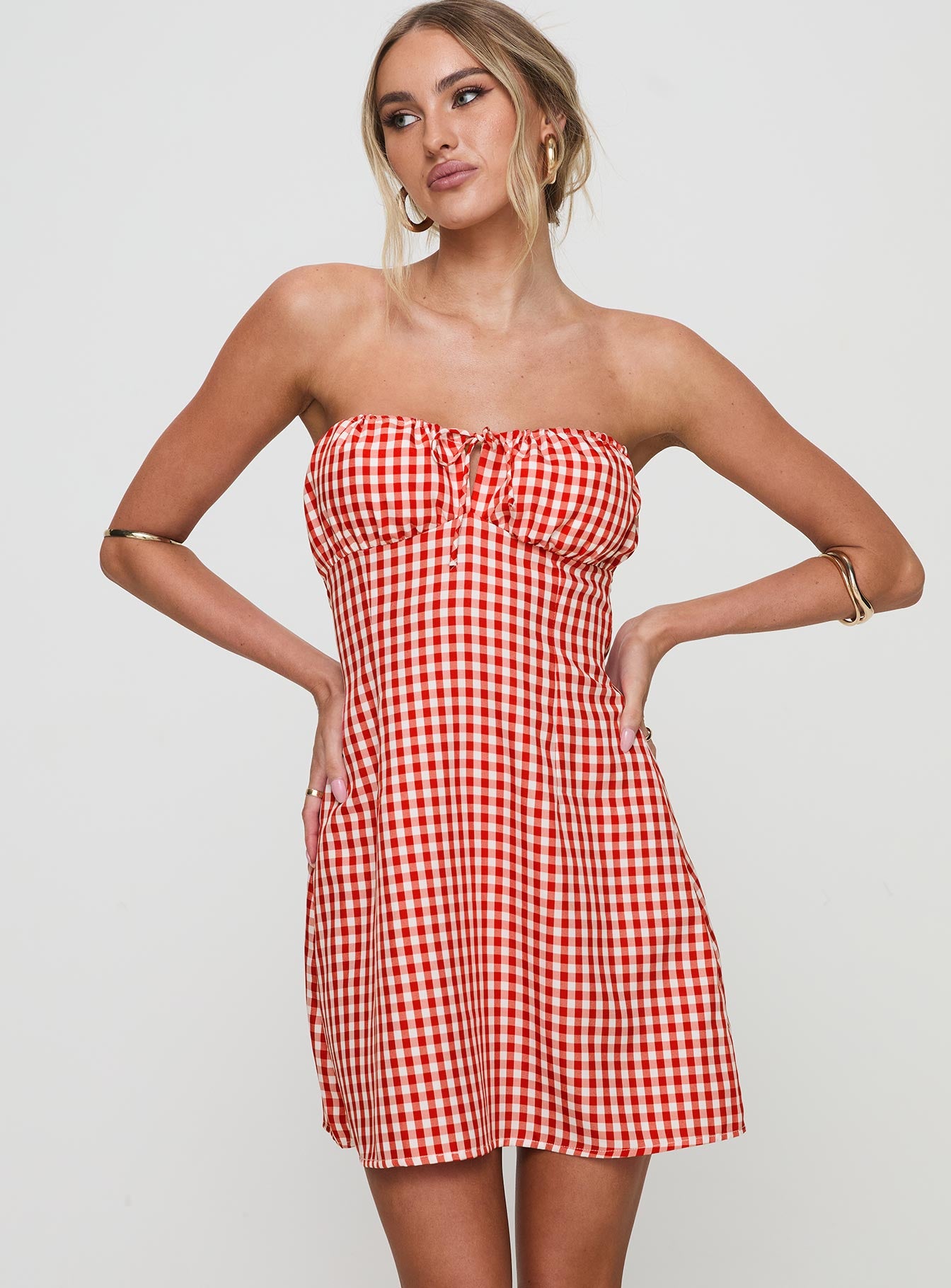 Alternative view of Double Date Mini Dress Red Gingham