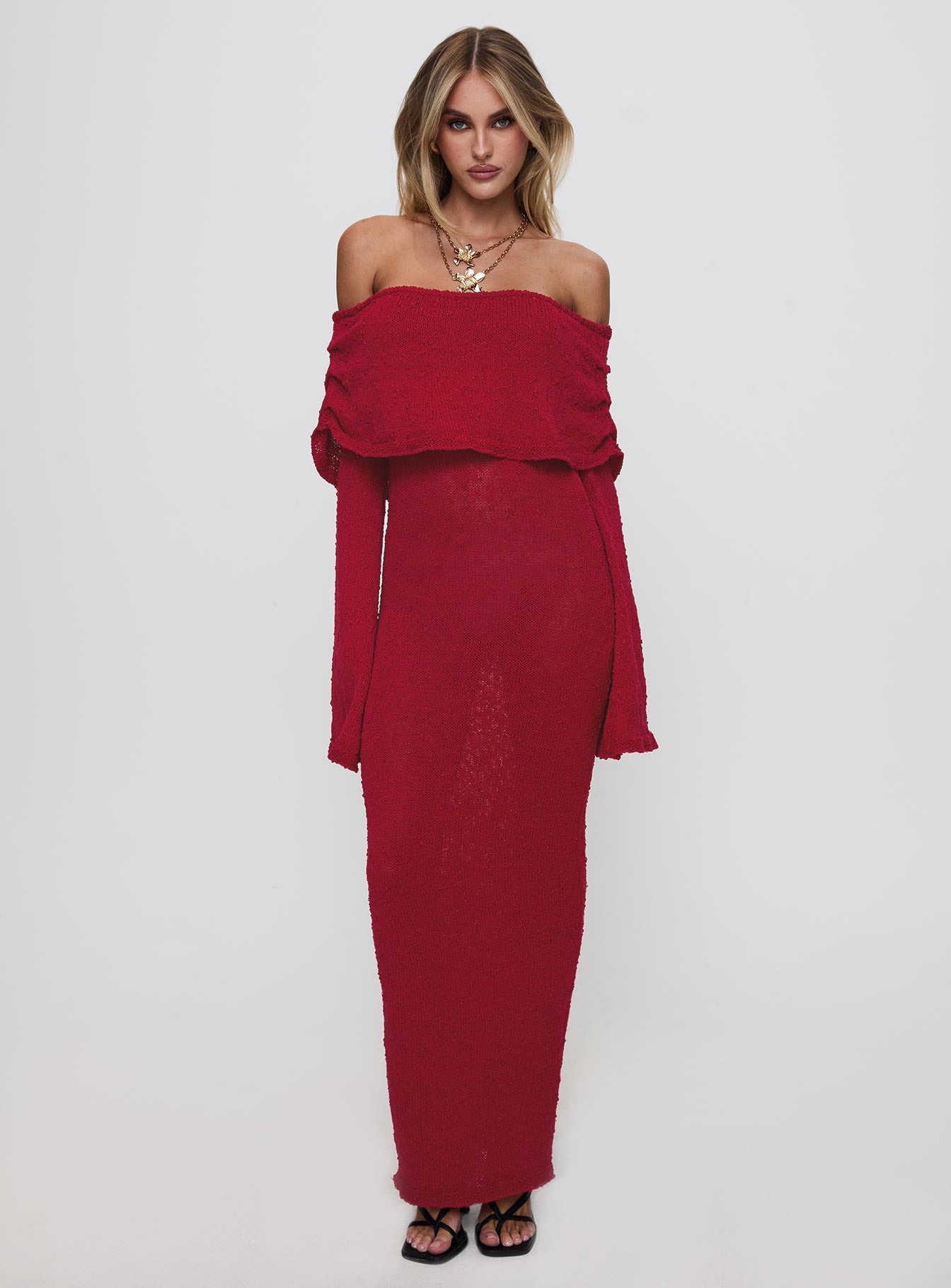 Alternative view of Aleyah Long Sleeve Maxi Dress Burgundy