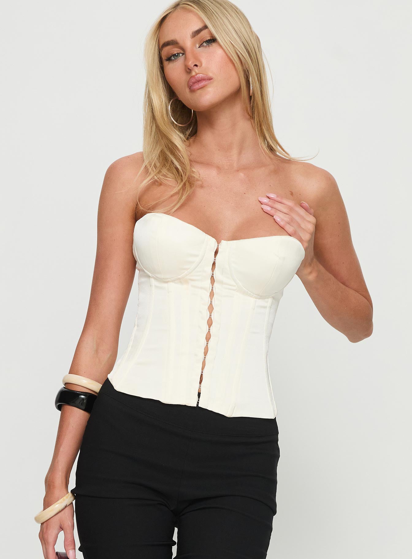 Alternative view of Afelia Strapless Corset Top Cream