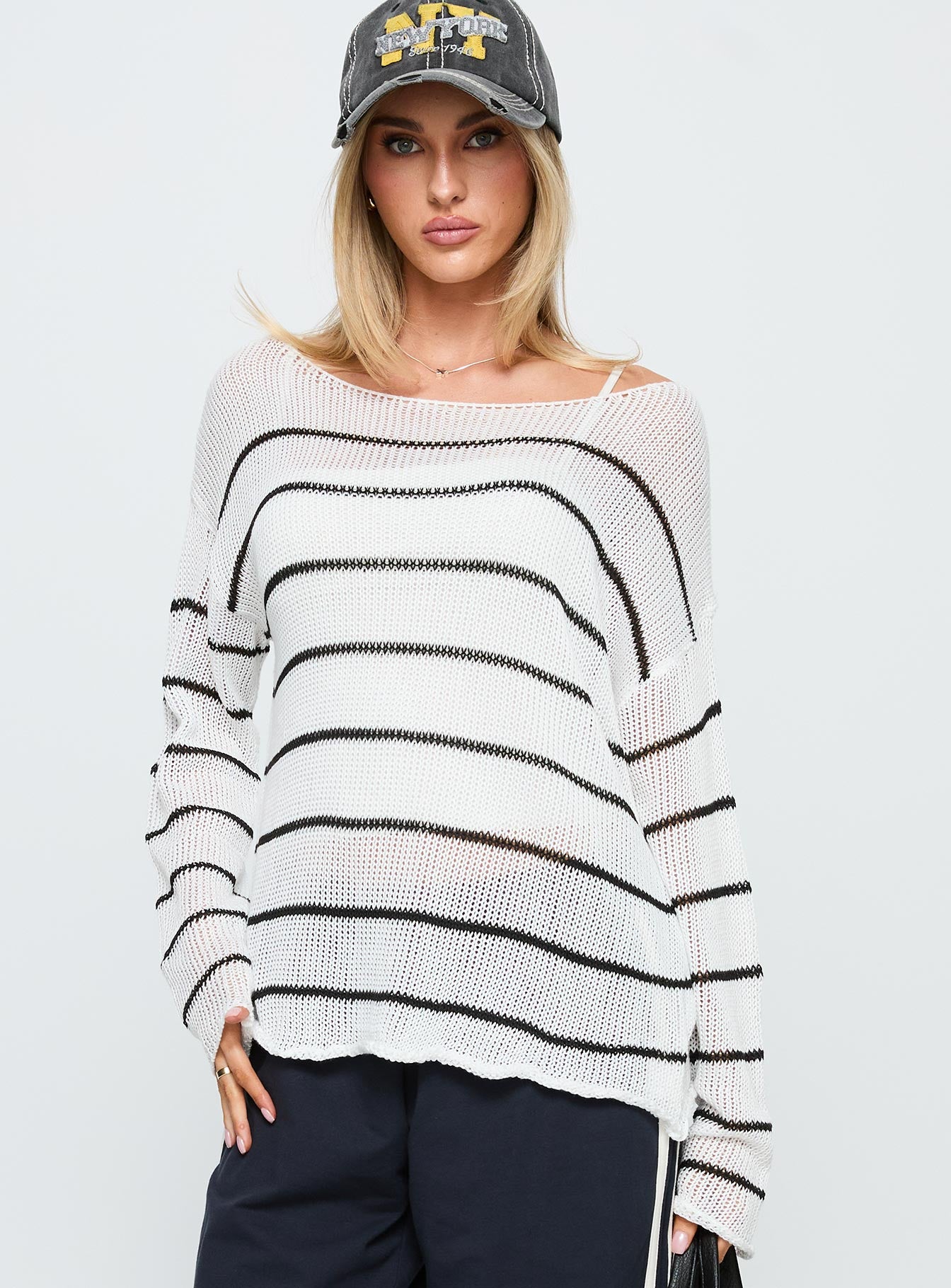 Alternative view of Alperton Knit Sweater Cream Stripe