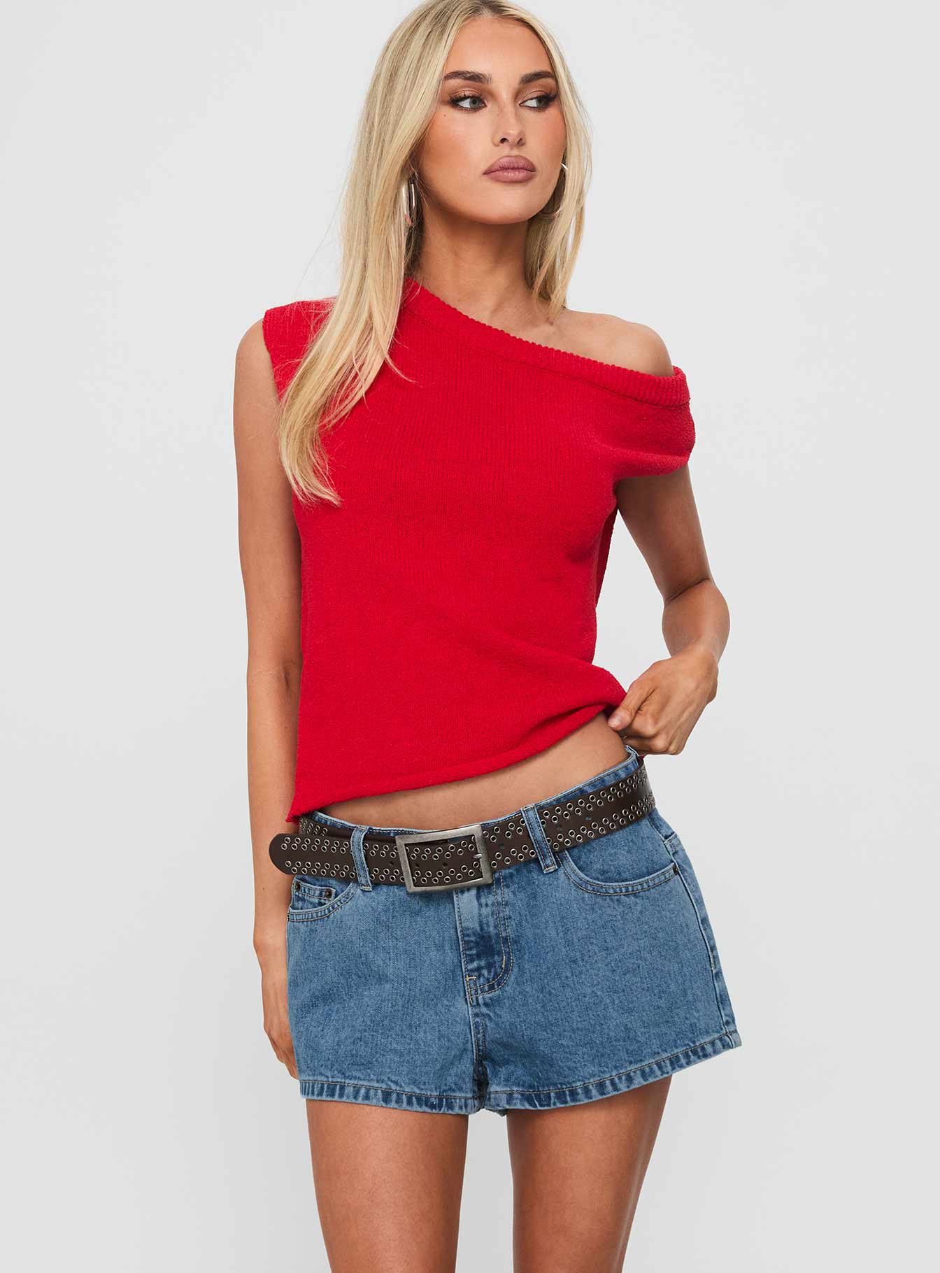 Alternative view of Dreamful Low Rise Mini Denim Shorts Mid Blue Wash