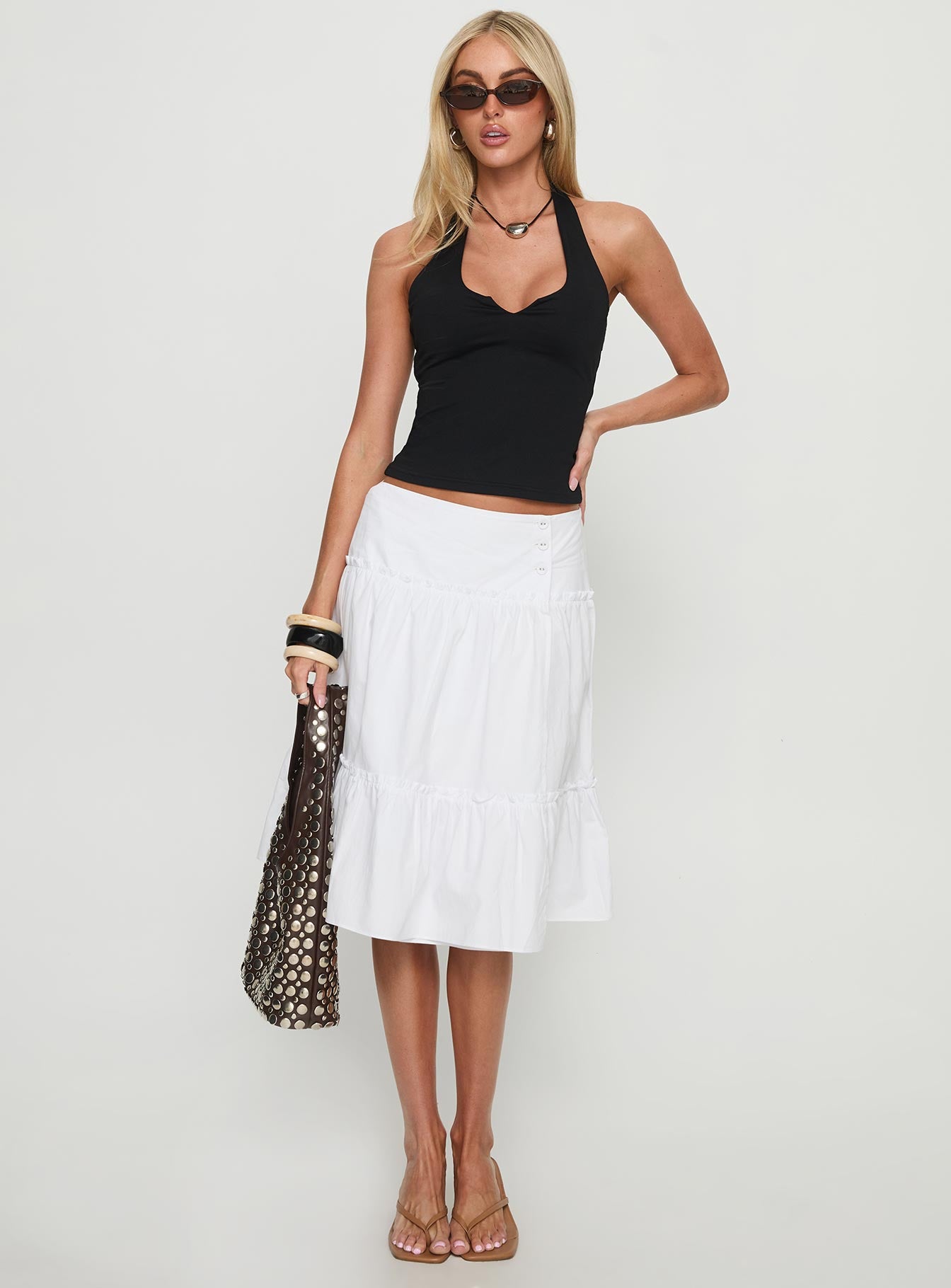 Alternative view of Cascades Low Rise Midi Skirt White