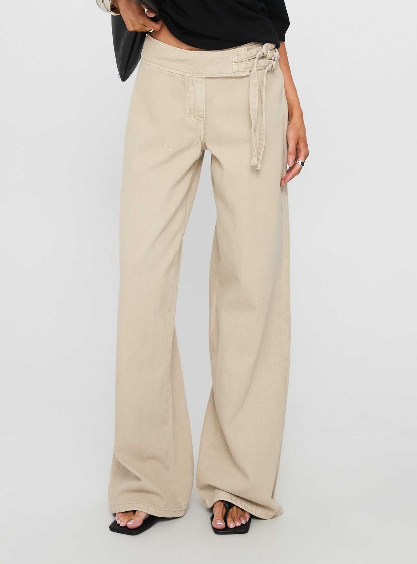 Alternative view of Boxie Mid Rise Wide Leg Jeans Washed Green
