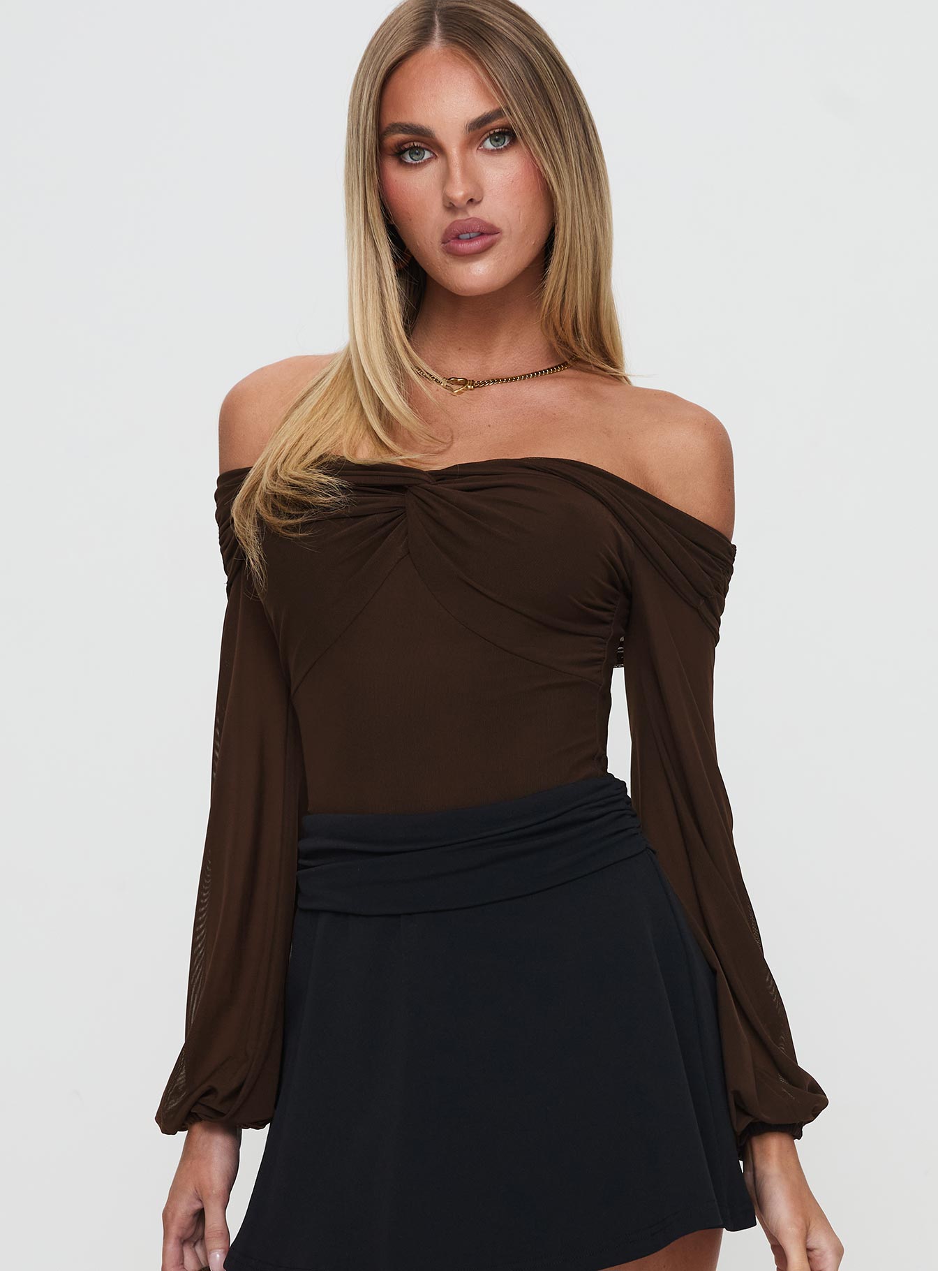 Alternative view of Babette Off The Shoulder Bodysuit Brown