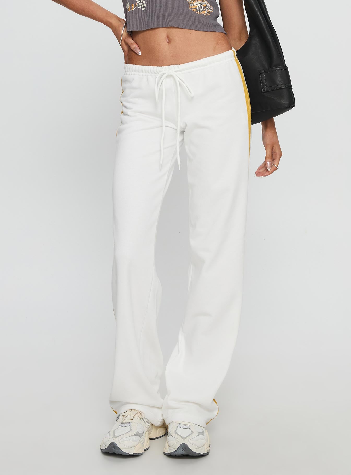 Alternative view of Elation Low Rise Straight Leg Track Pant White