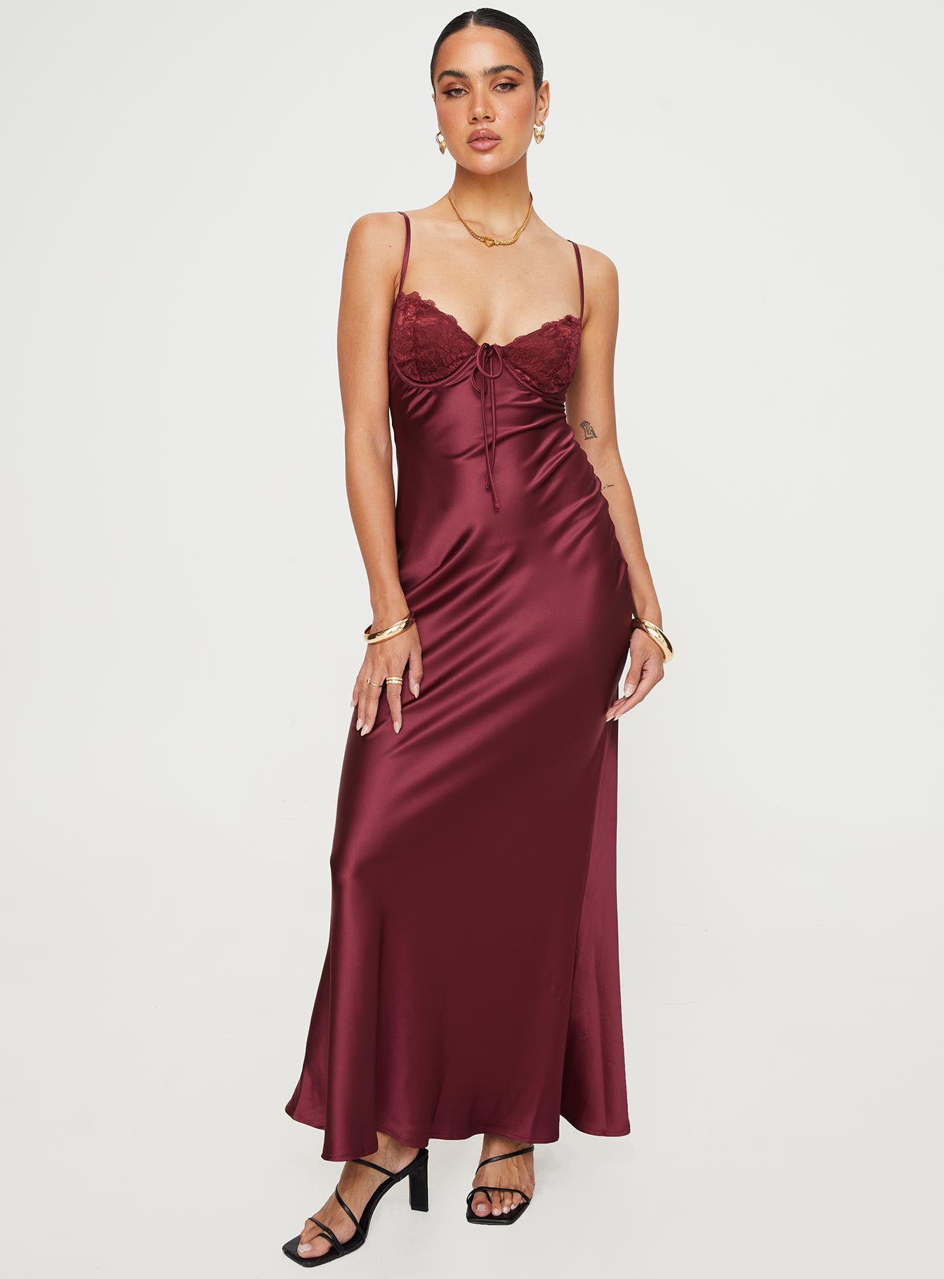 Alternative view of Fadyen Bias Cut Maxi Dress Burgundy