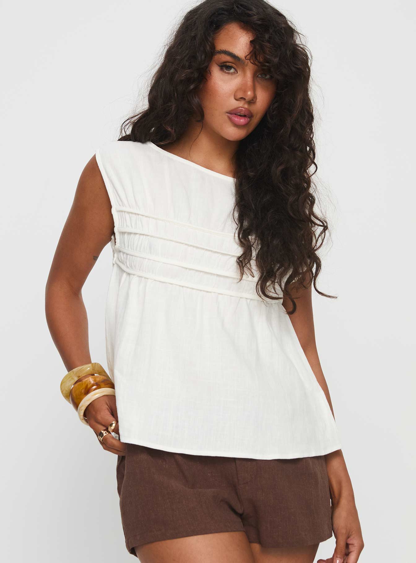Alternative view of Alorie Textured Linen Blouse Top White