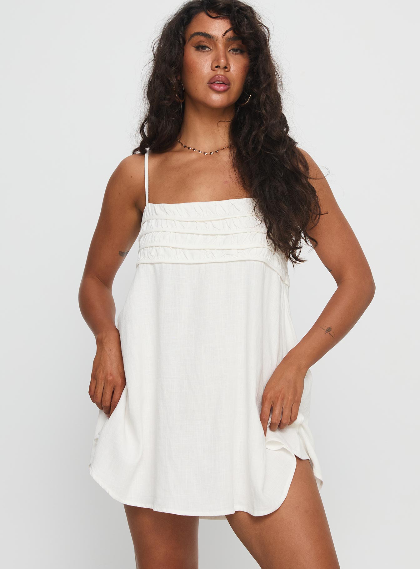 Alternative view of Every Breath Linen Shift Mini Dress White