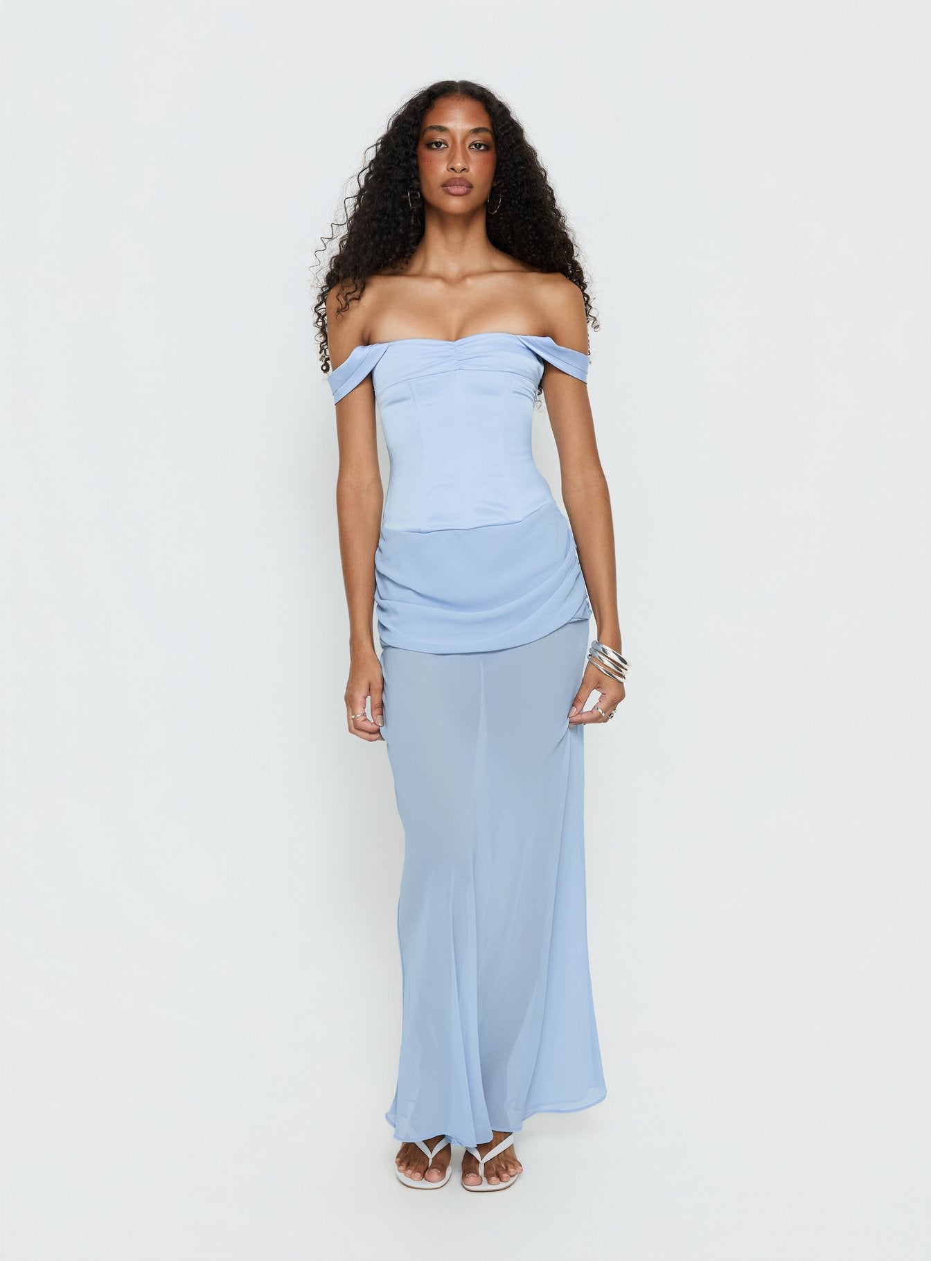 Alternative view of Angiola Corset Off Shoulder Maxi Dress Blue