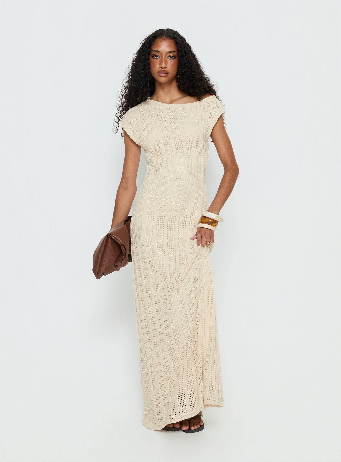 Alternative view of Break My Soul Knit One Shoulder Maxi Dress Beige