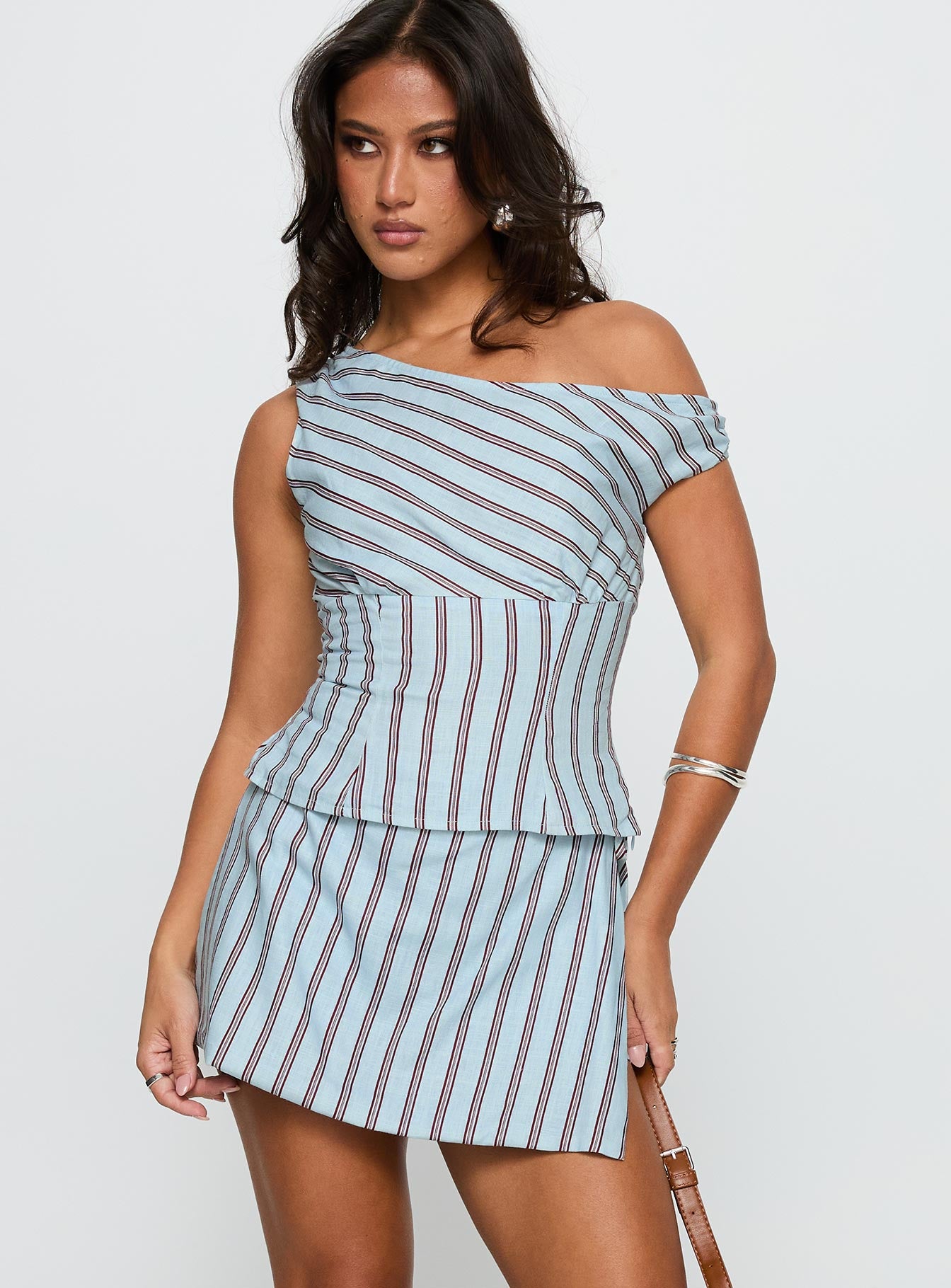 Alternative view of Gulliver Tie Side Mini Skort Blue / Maroon Stripe