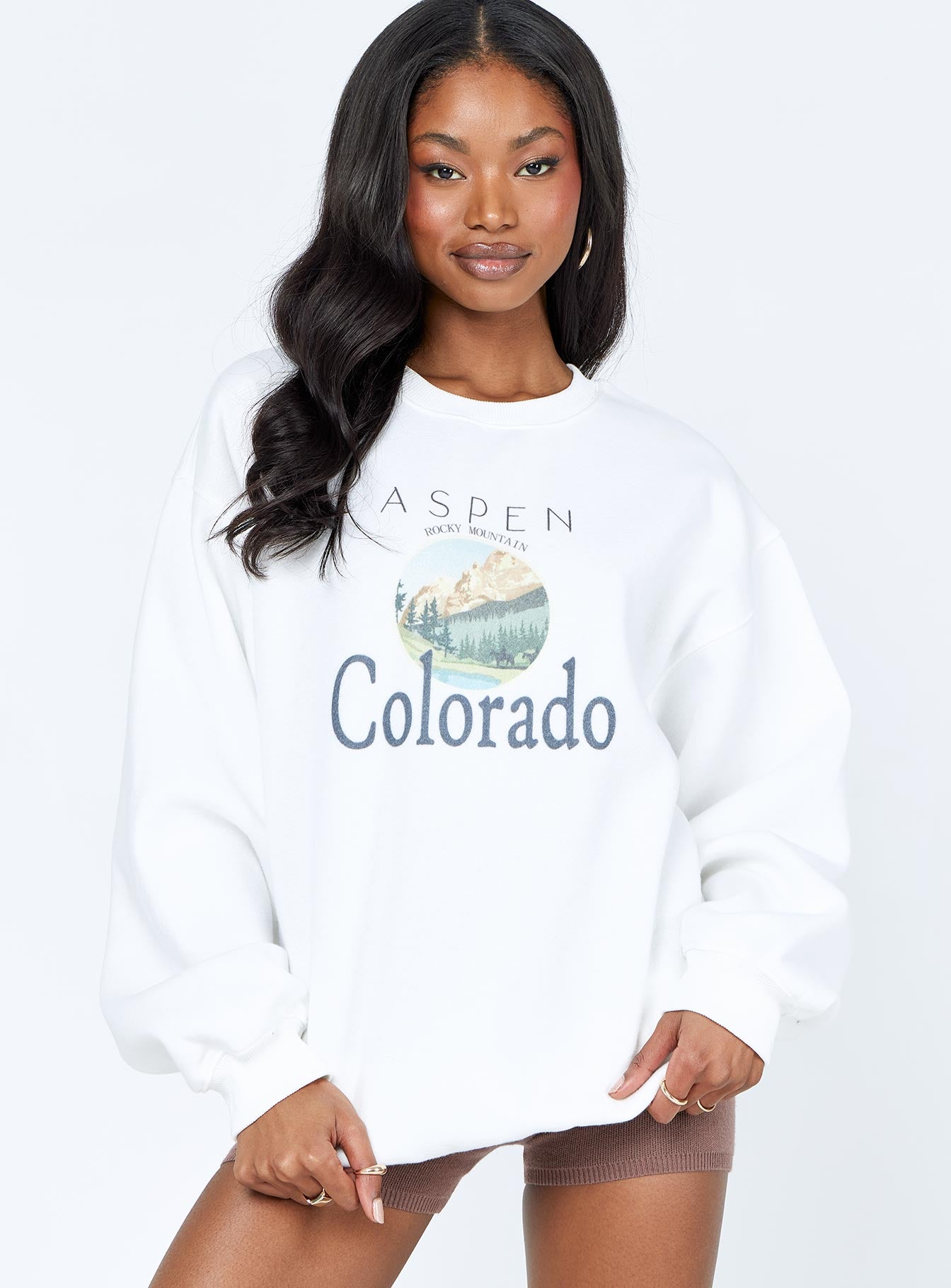 Alternative view of Colorado Oversized Crewneck Sweatshirt White