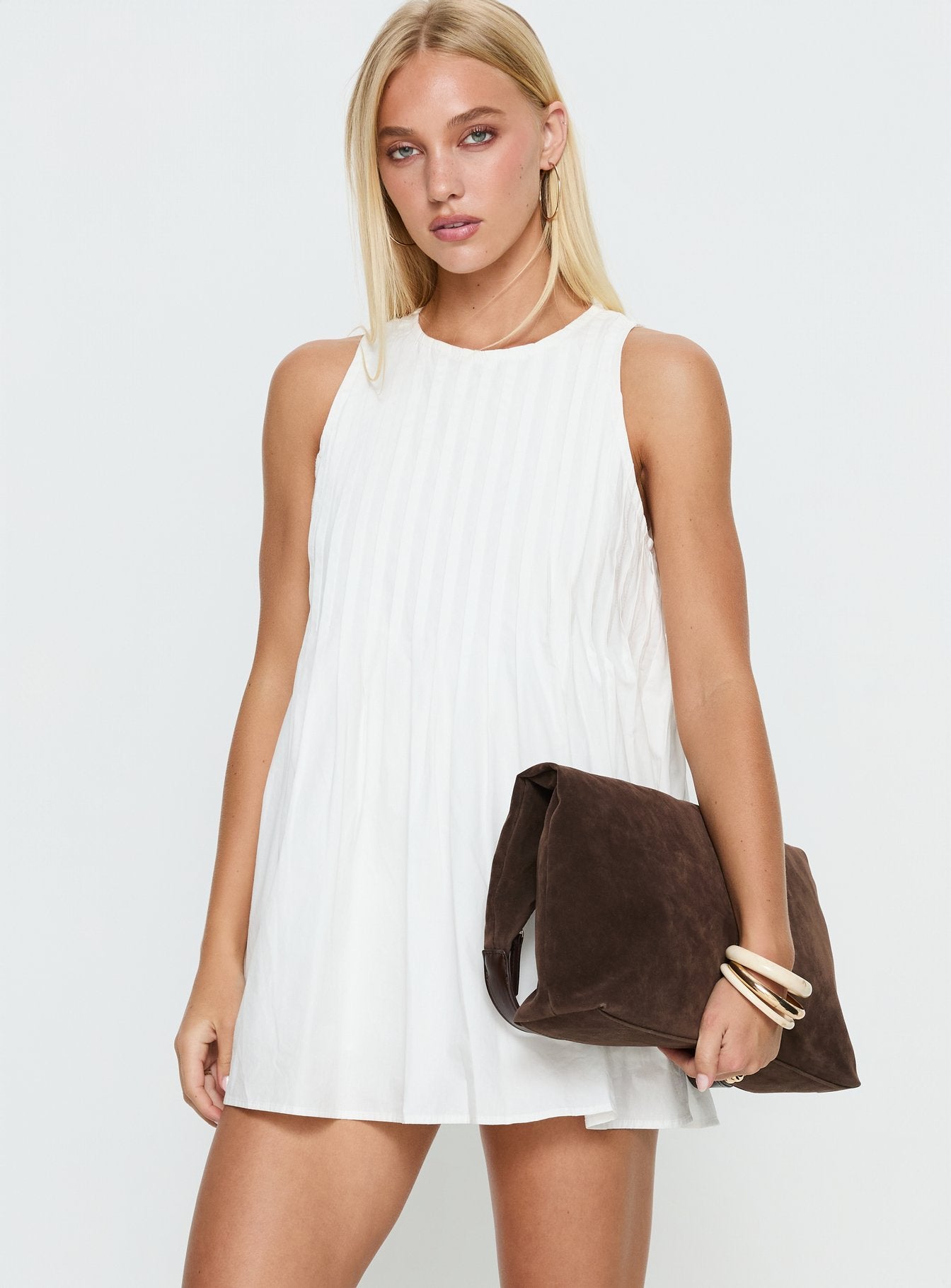 Alternative view of Dreamboat Pleated Mini Dress White