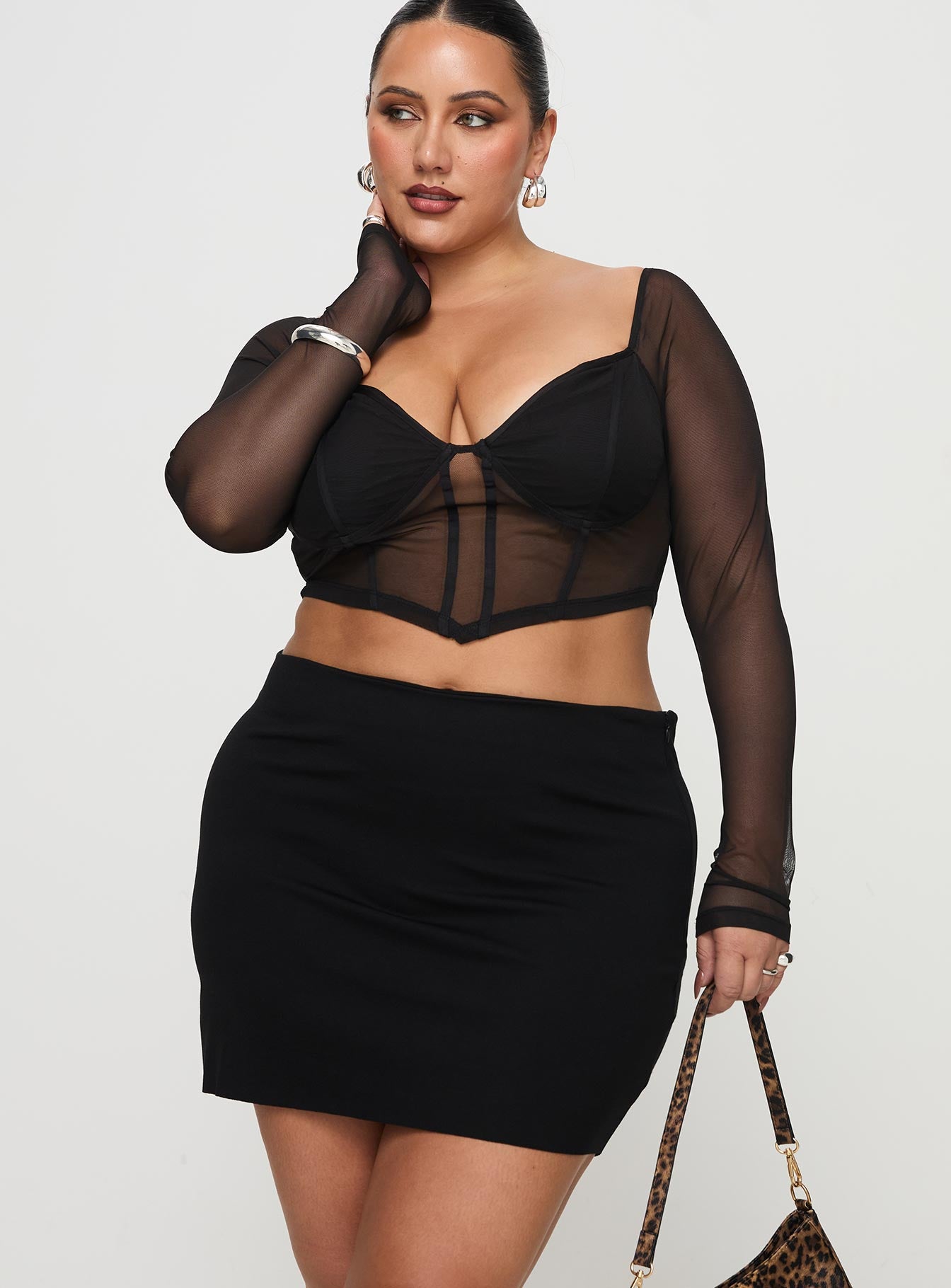 Alternative view of Karley Low Waist Mini Skirt Black Curve