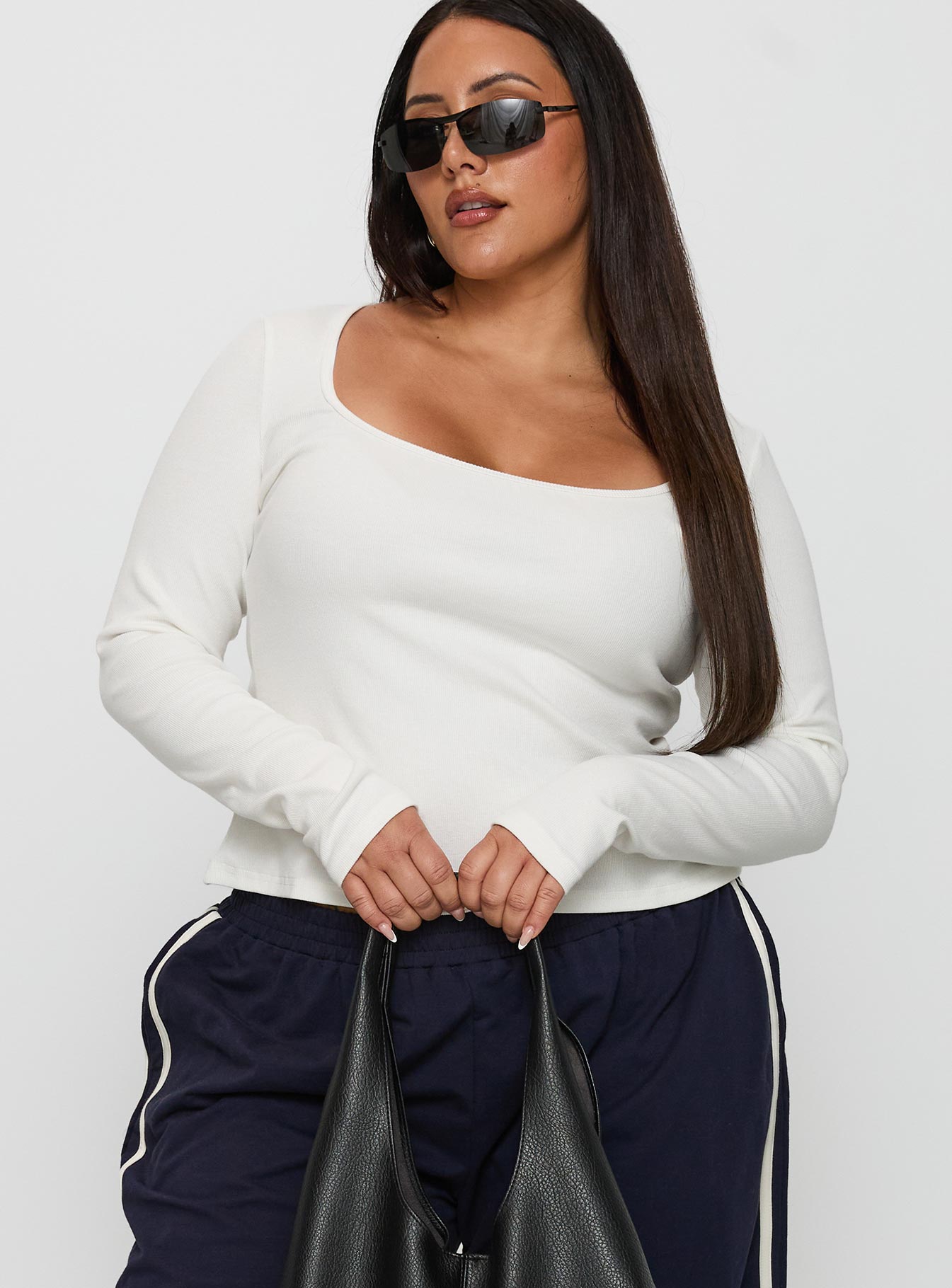 Alternative view of Baseline Long Sleeve Top White Curve