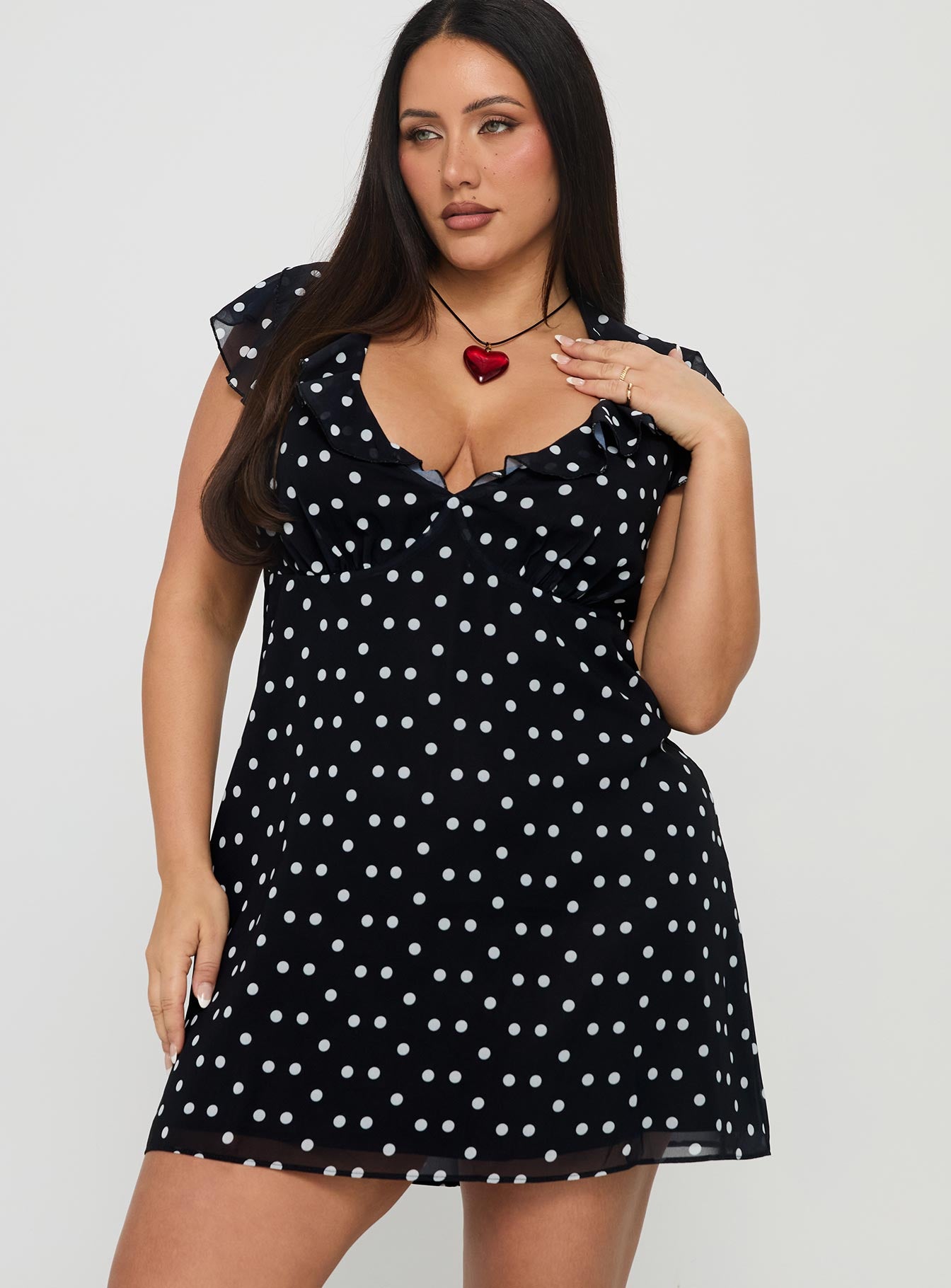 Alternative view of I Guess So Mini Dress Black Polka Dot Curve