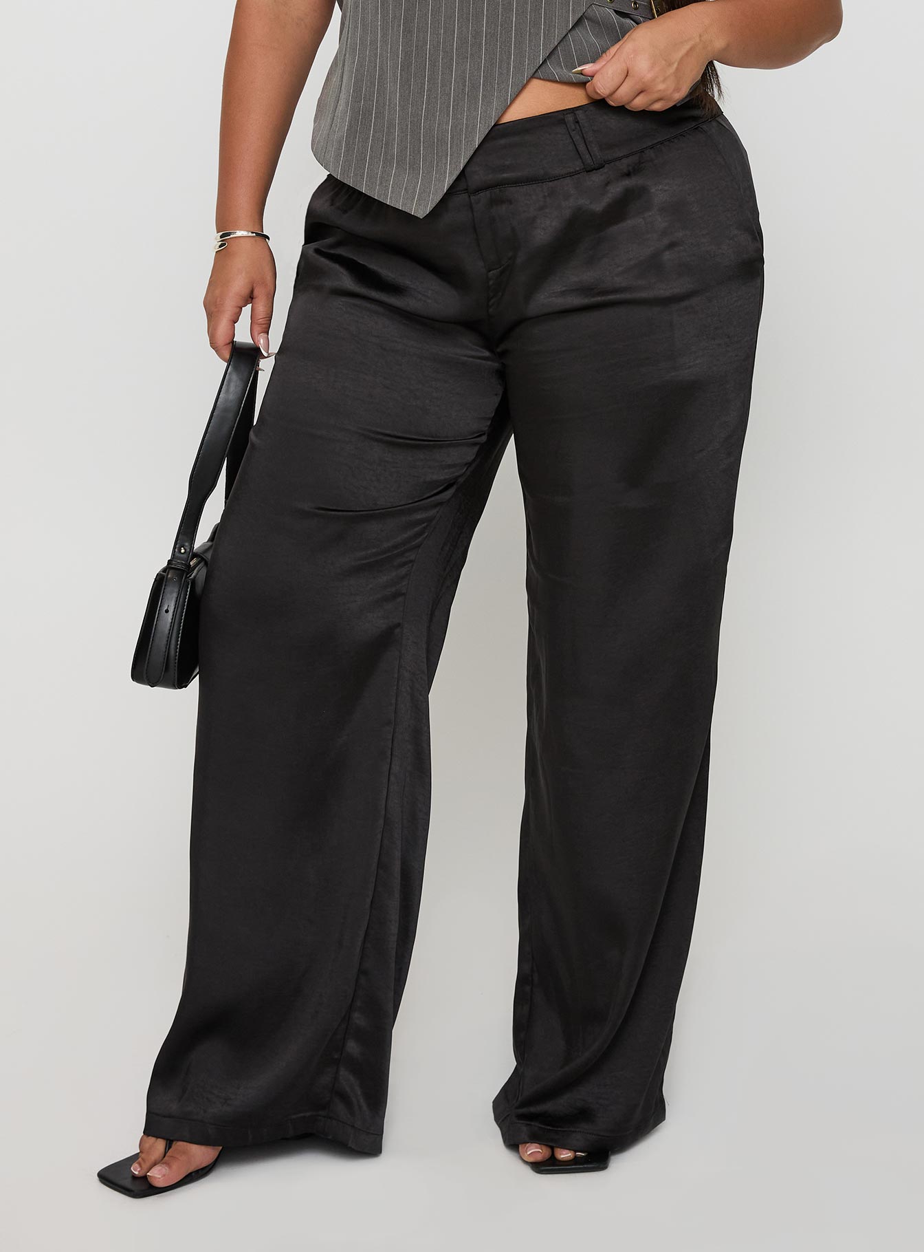 Alternative view of First Place Low Rise Satin Pant Black Curve