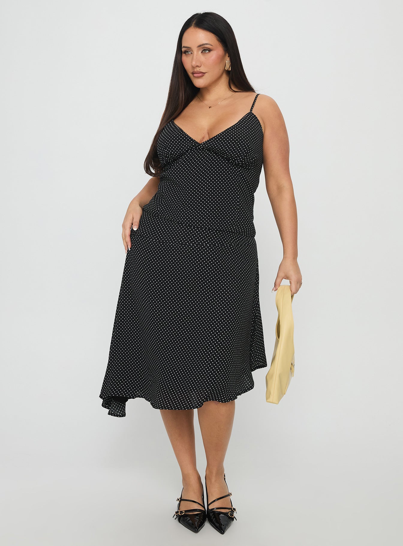 Alternative view of Cabernet Asymmetrical Set Black Polka Curve