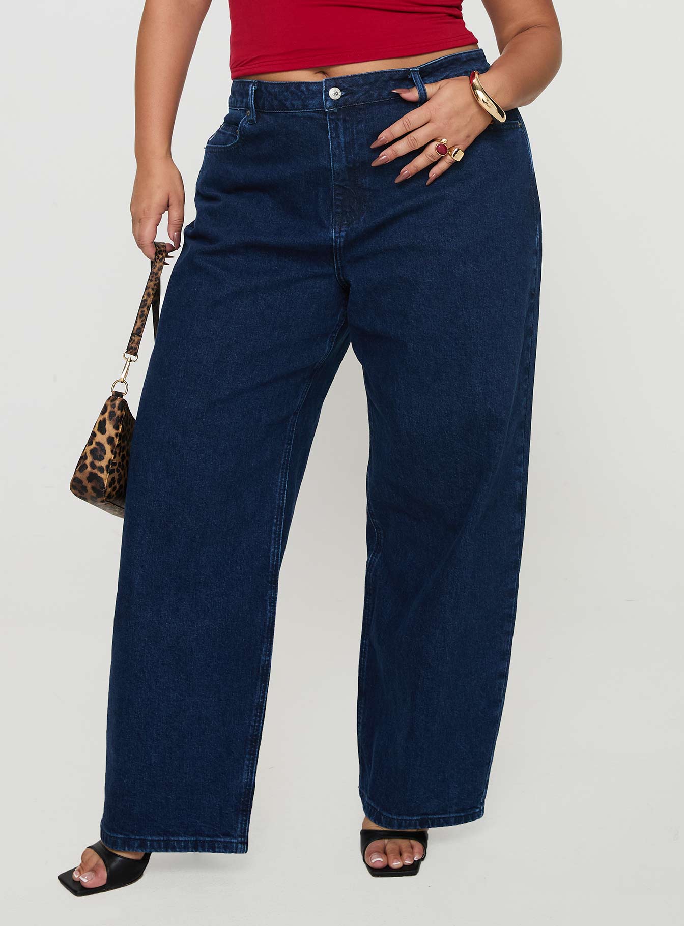 Alternative view of Britta Mid Rise Tapered Leg Jeans Dark Wash Curve