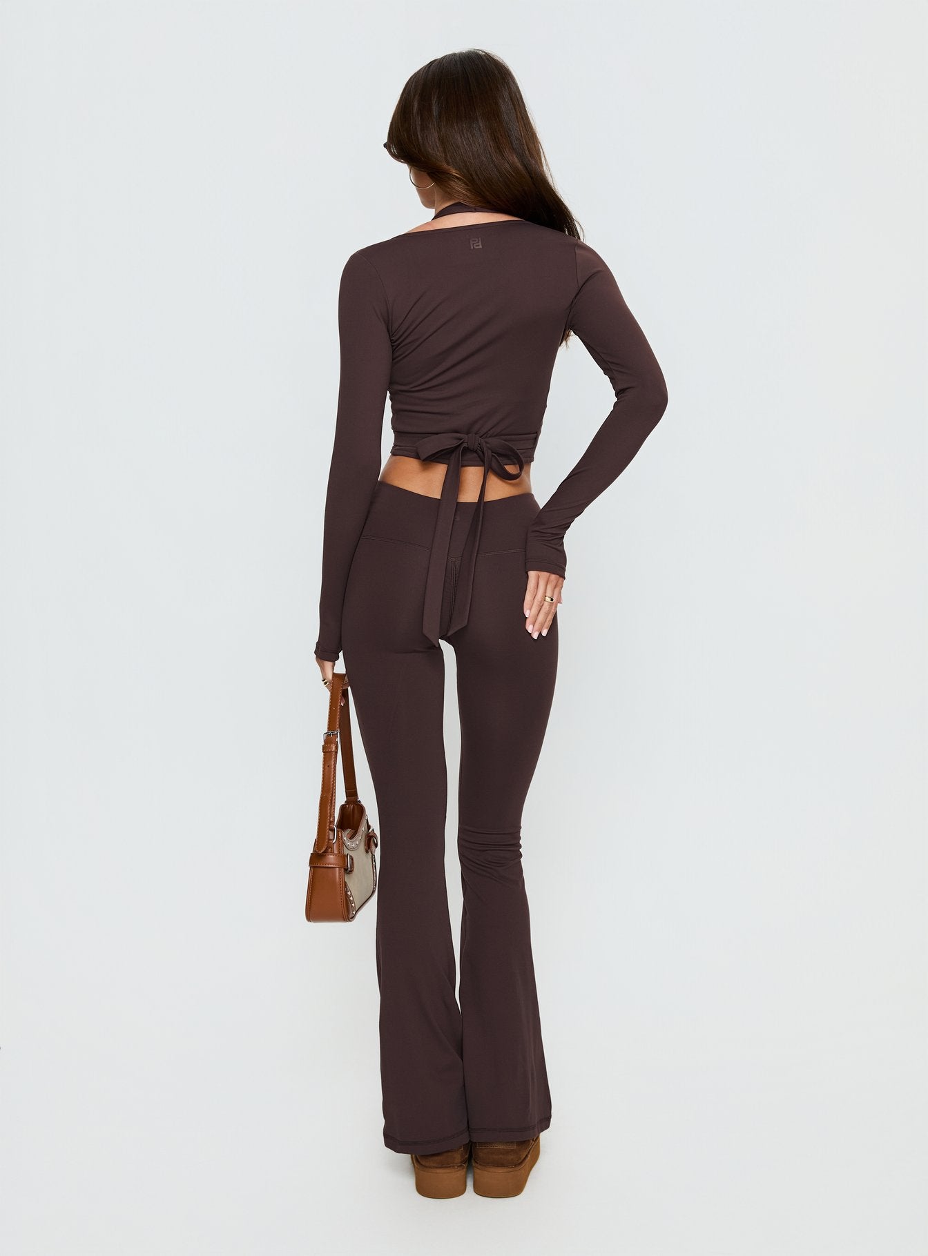 Energize Active Invisible Scrunch Flare Leggings Brown - Image 4