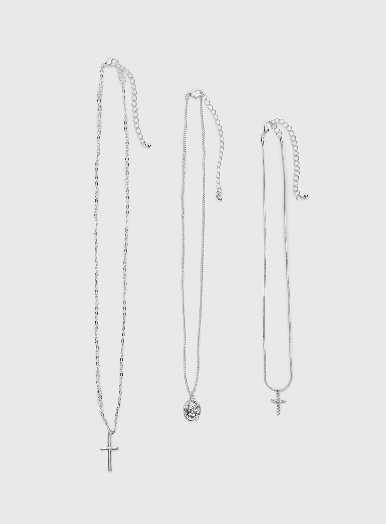 Alternative view of Broken Clocks Layered Necklace Silver