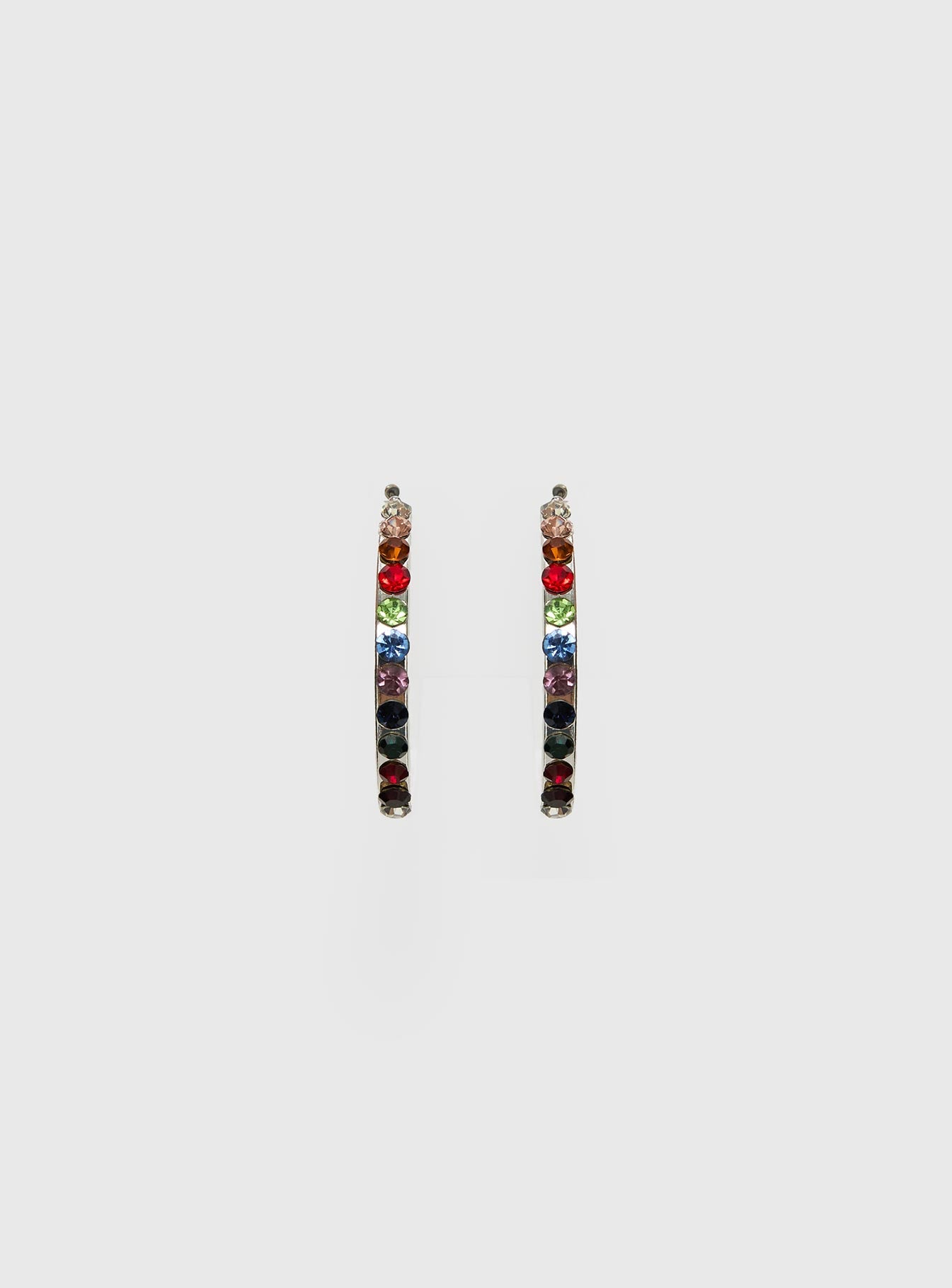 Alternative view of Leanah Gemstone Hoop Earrings Silver
