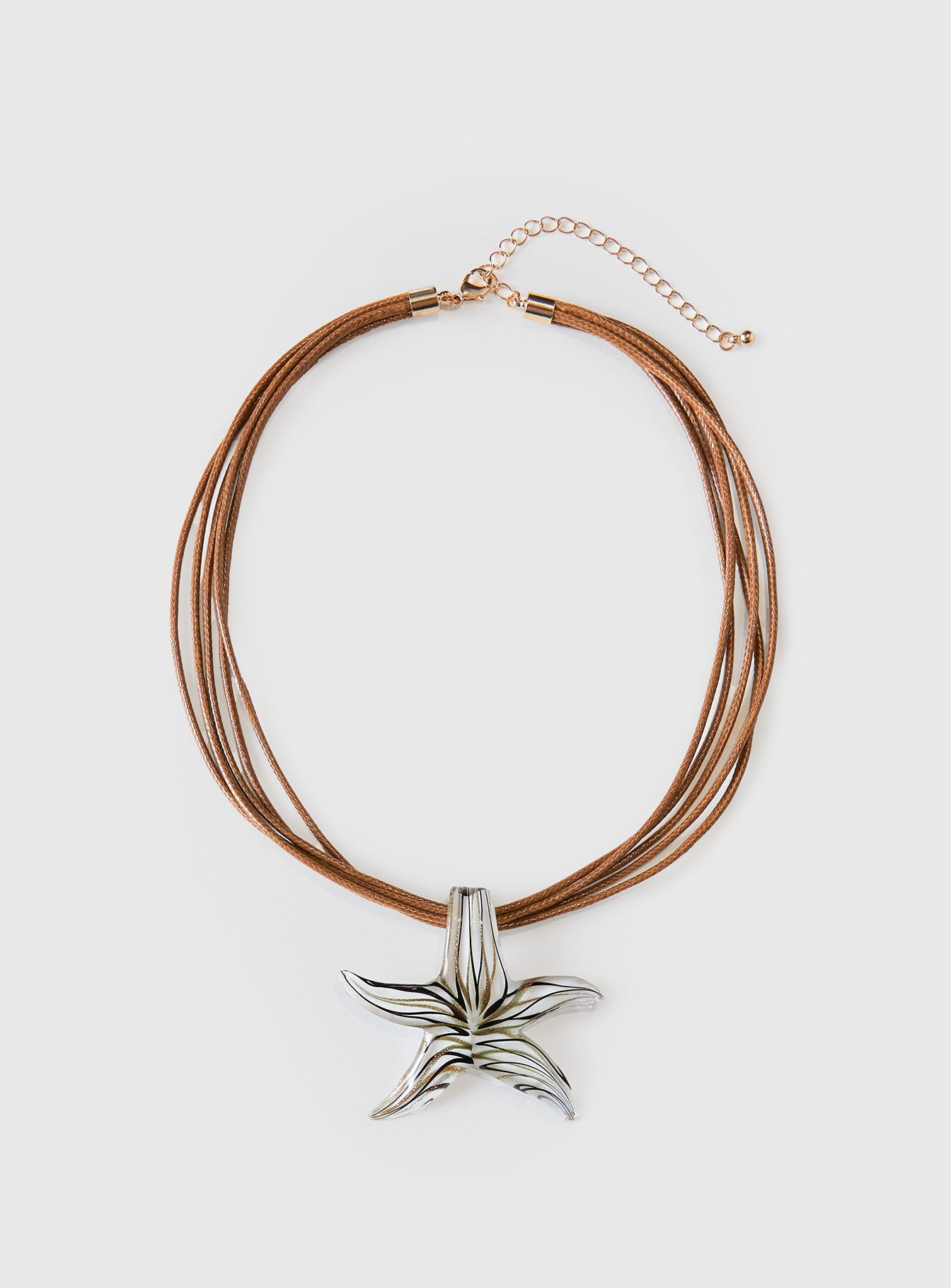 Alternative view of Fire Sign Glass Look Star Pendant Necklace Multi