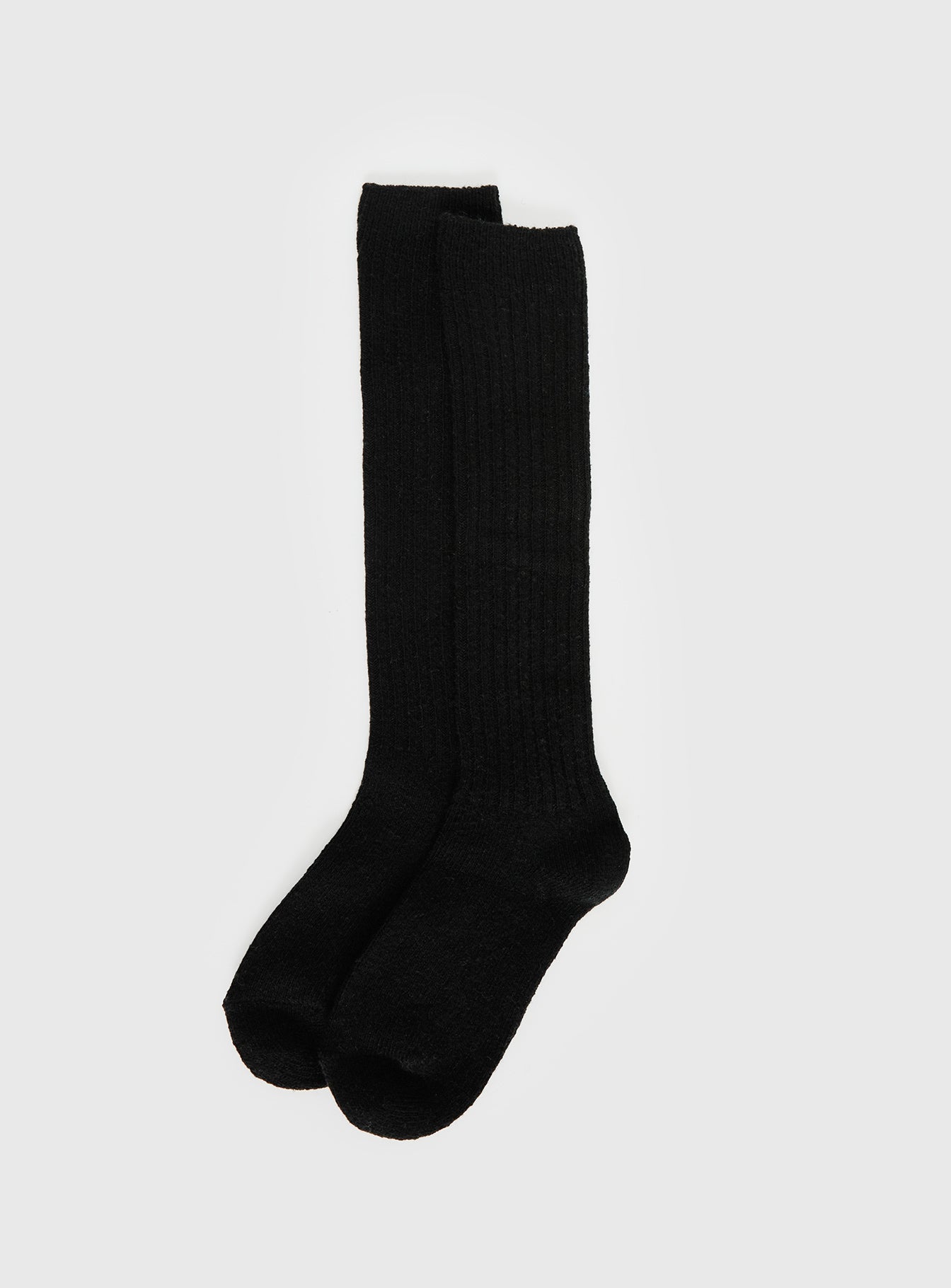 Alternative view of Boderline High Knee Ribbed Socks Black