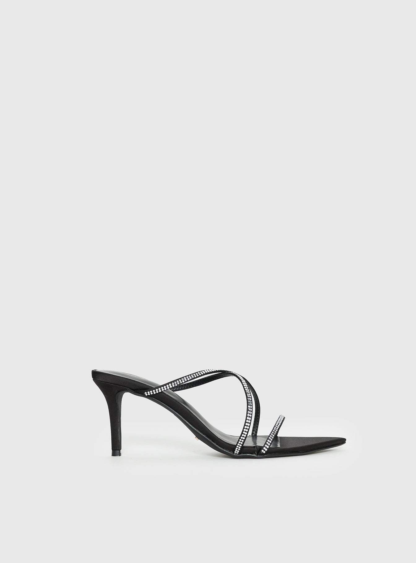 Billini Effy Heels Black Satin Diamante - Image 7