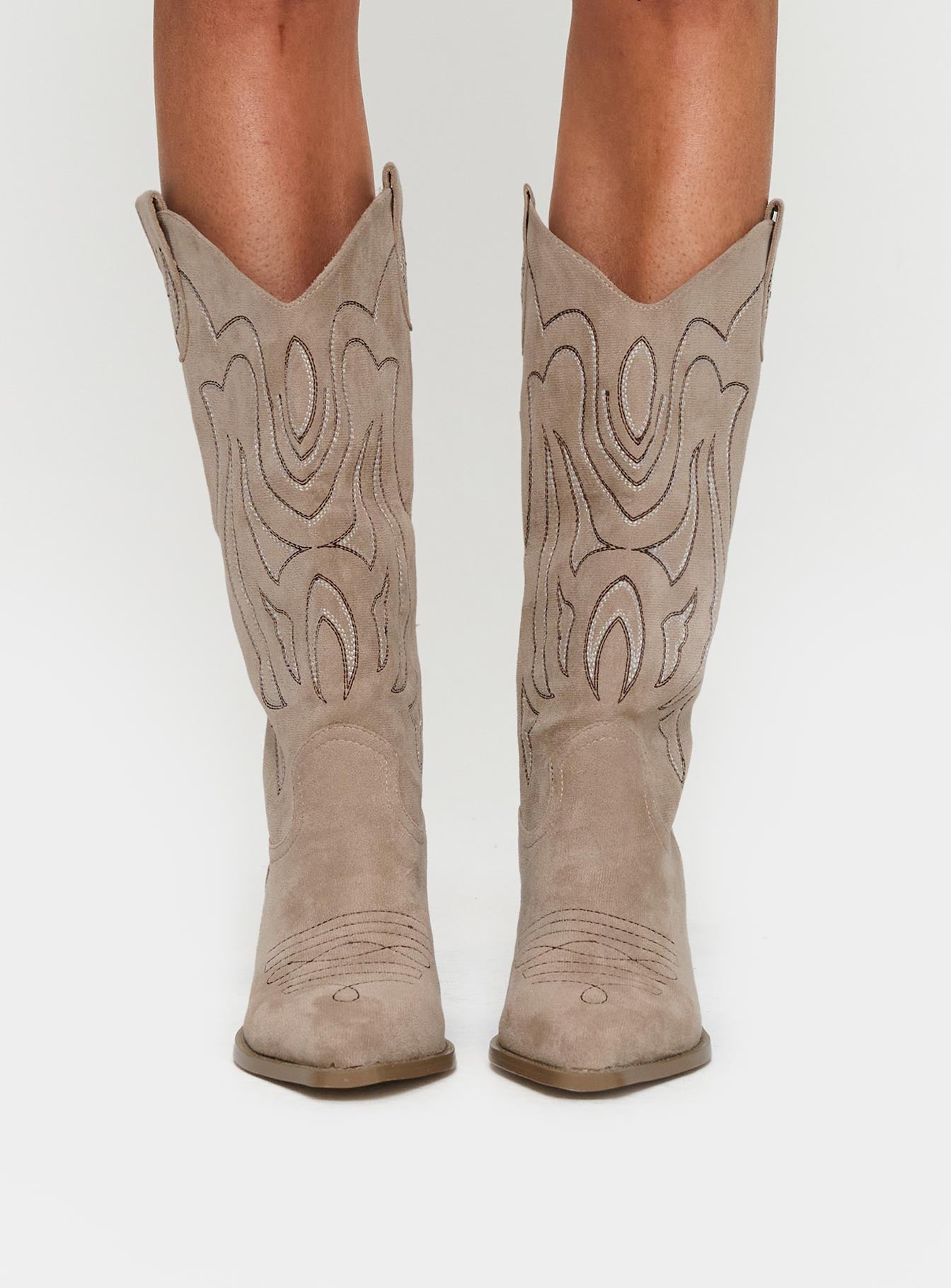 Alternative view of Billini Delanie Cowboy Boots Taupe Faux Suede